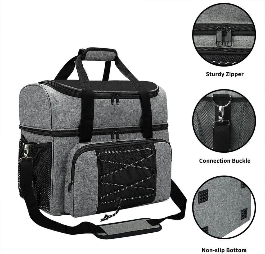 1Pc Bowling Ball Bag, 2 Ball Bowling Bag Bowling Shoes Bowling Ball Storage Bag Double Bowling Ball Tote Bag with Padded Divider for 1 Pair Men Size 16 Bowling Shoes(Blue)