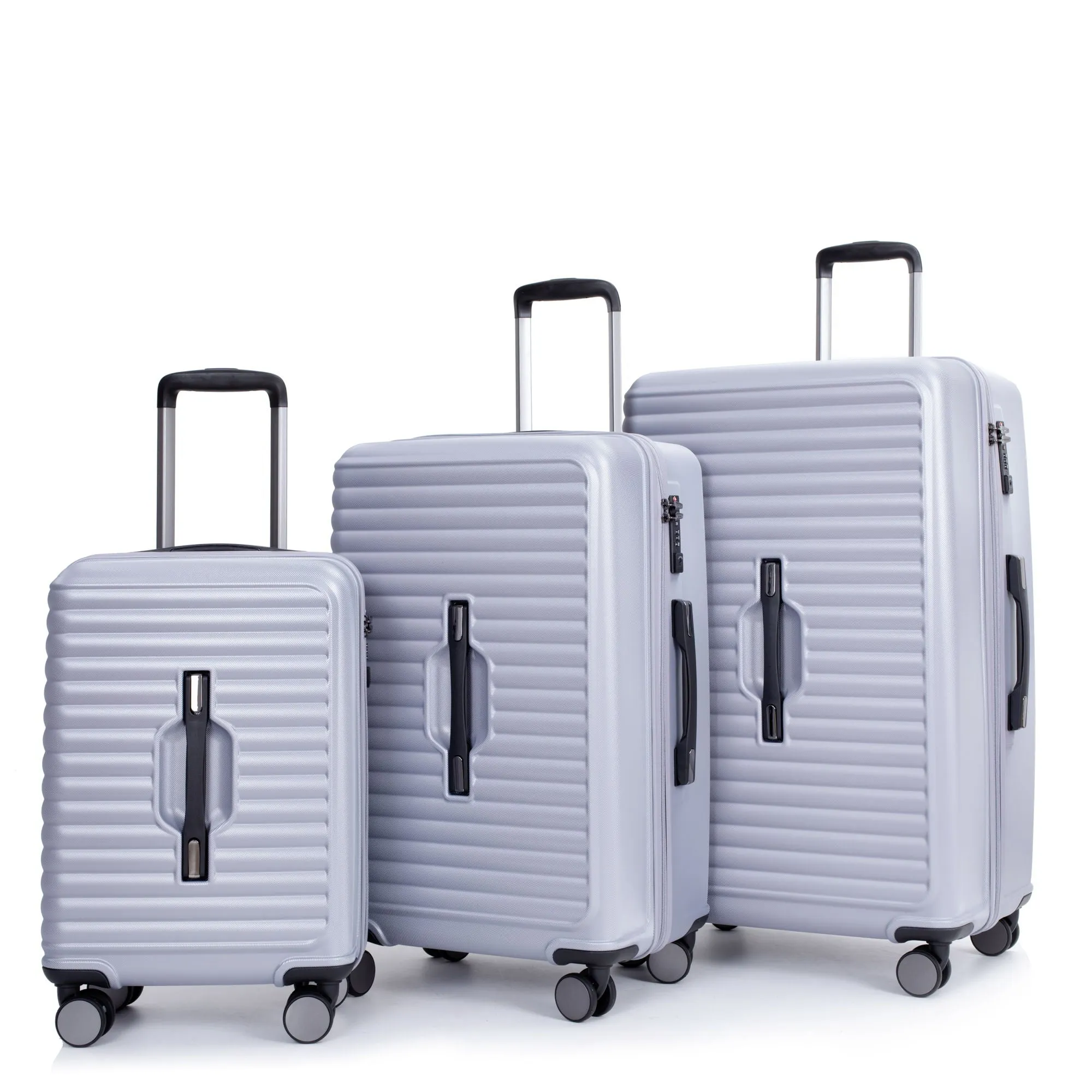 3 Piece Luggage Sets Lightweight Suitcase With Two Hooks, 360° Double Spinner Wheels, Tsa Lock, (21/25/29) Gray