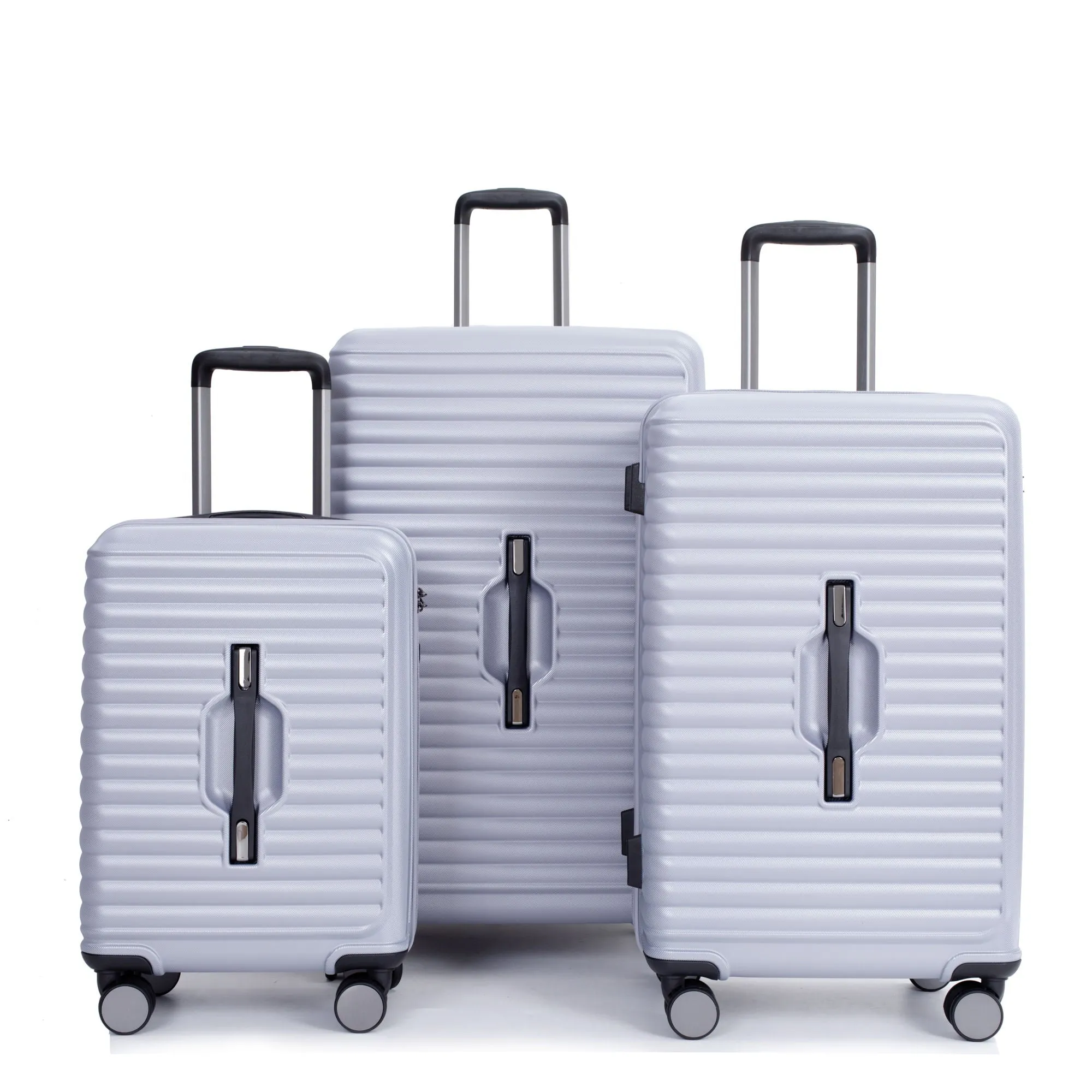 3 Piece Luggage Sets Lightweight Suitcase With Two Hooks, 360° Double Spinner Wheels, Tsa Lock, (21/25/29) Gray