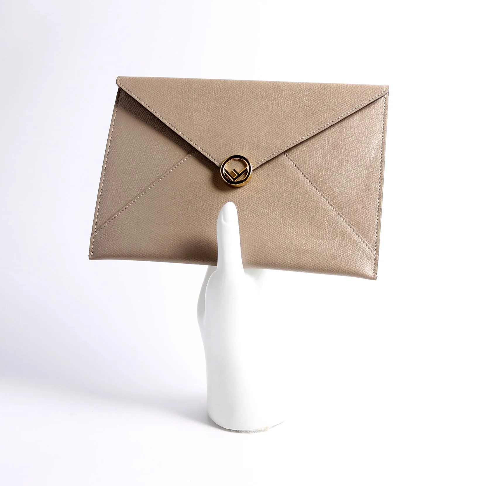 8N0152 F Is Fendi Envelope Flat Pouch Taupe