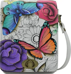 Anna by Anuschka Women's Hand-painted Leather Flap Convertible Crossbody Belt Bag