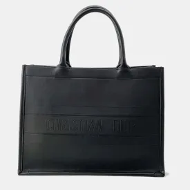 Black Leather Medium Book Tote Tote Bag