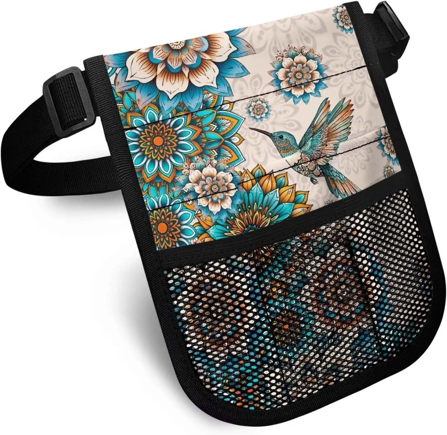 Boho Floral Hummingbird Nurse Fanny Pack for Women Medical Organizer Belt Nurse Storage Bag Waist Bag Pouch for Medical Scissors Care Kit Tool