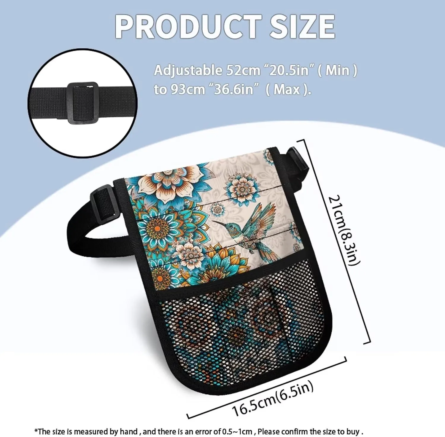 Boho Floral Hummingbird Nurse Fanny Pack for Women Medical Organizer Belt Nurse Storage Bag Waist Bag Pouch for Medical Scissors Care Kit Tool