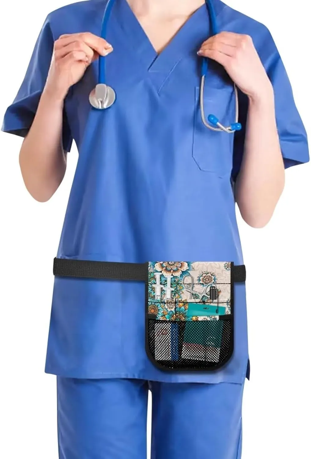 Boho Floral Hummingbird Nurse Fanny Pack for Women Medical Organizer Belt Nurse Storage Bag Waist Bag Pouch for Medical Scissors Care Kit Tool