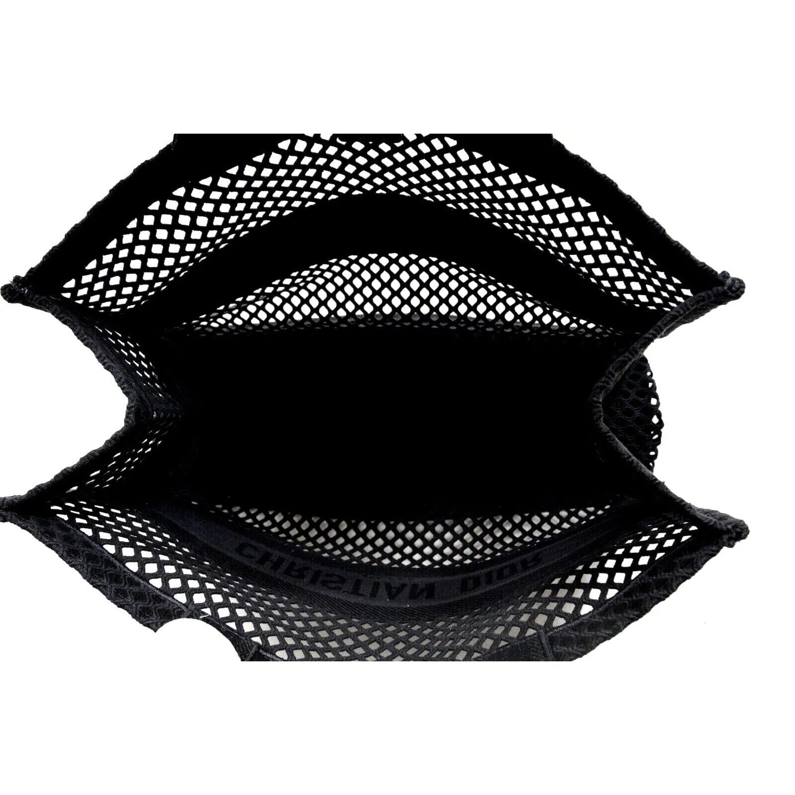 Book Tote Bag Black Logo Woven Mesh Canvas