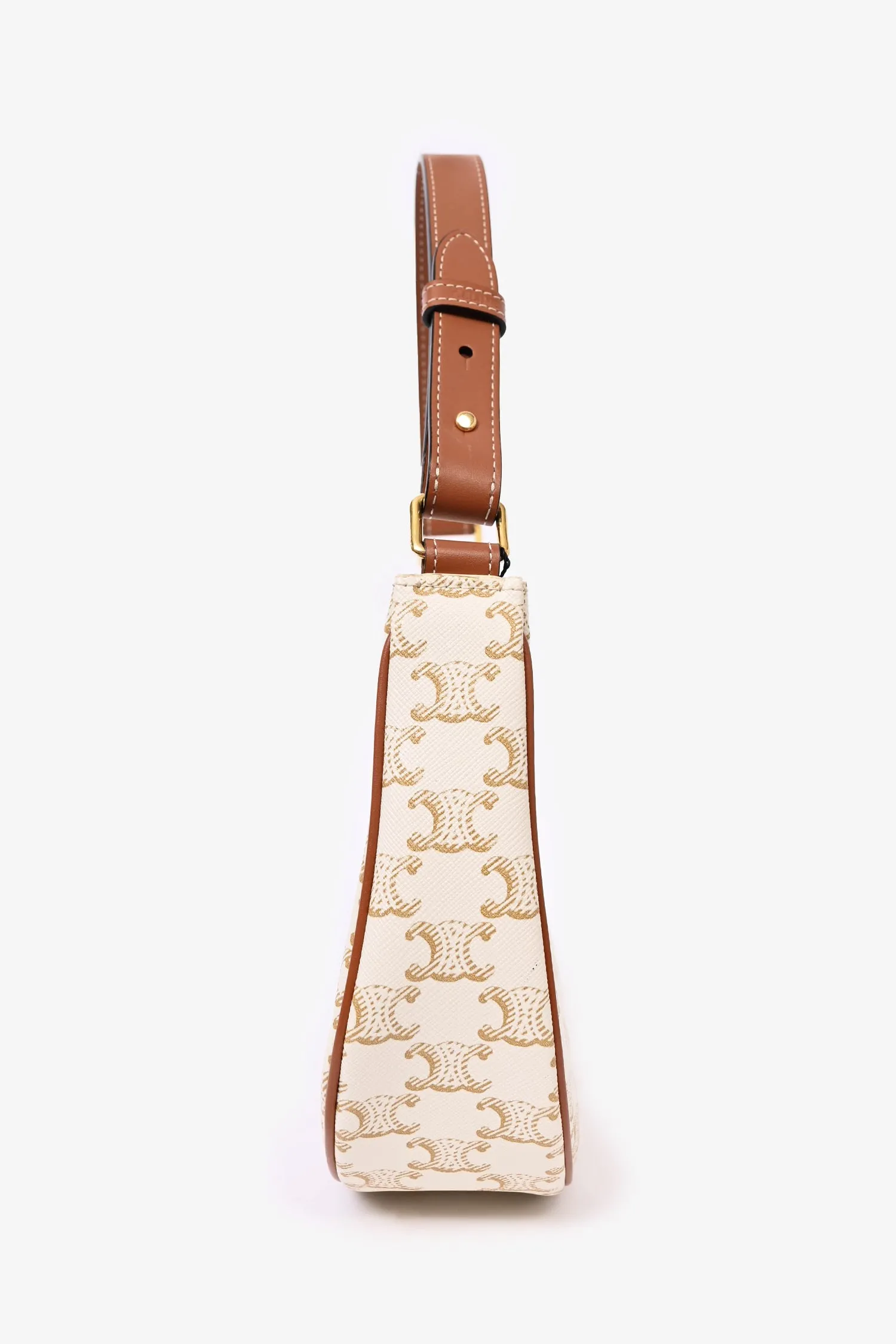 Celine 2022 White Leather Triomphe Ava Shoulder Bag