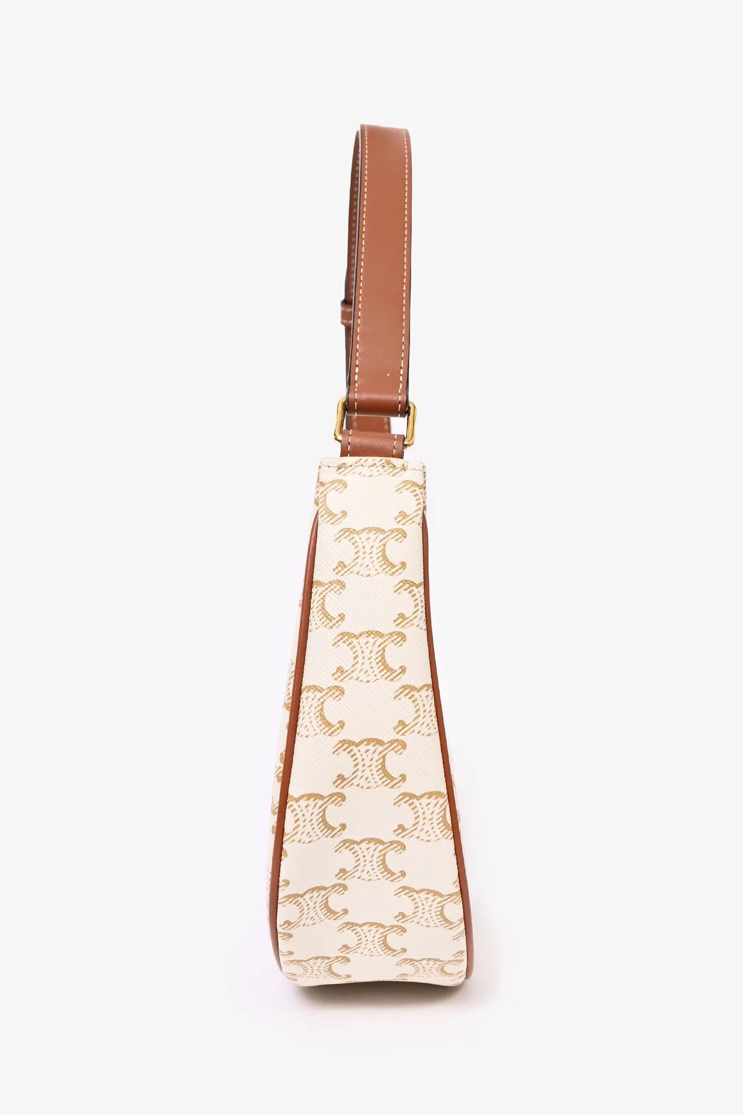 Celine 2022 White Leather Triomphe Ava Shoulder Bag
