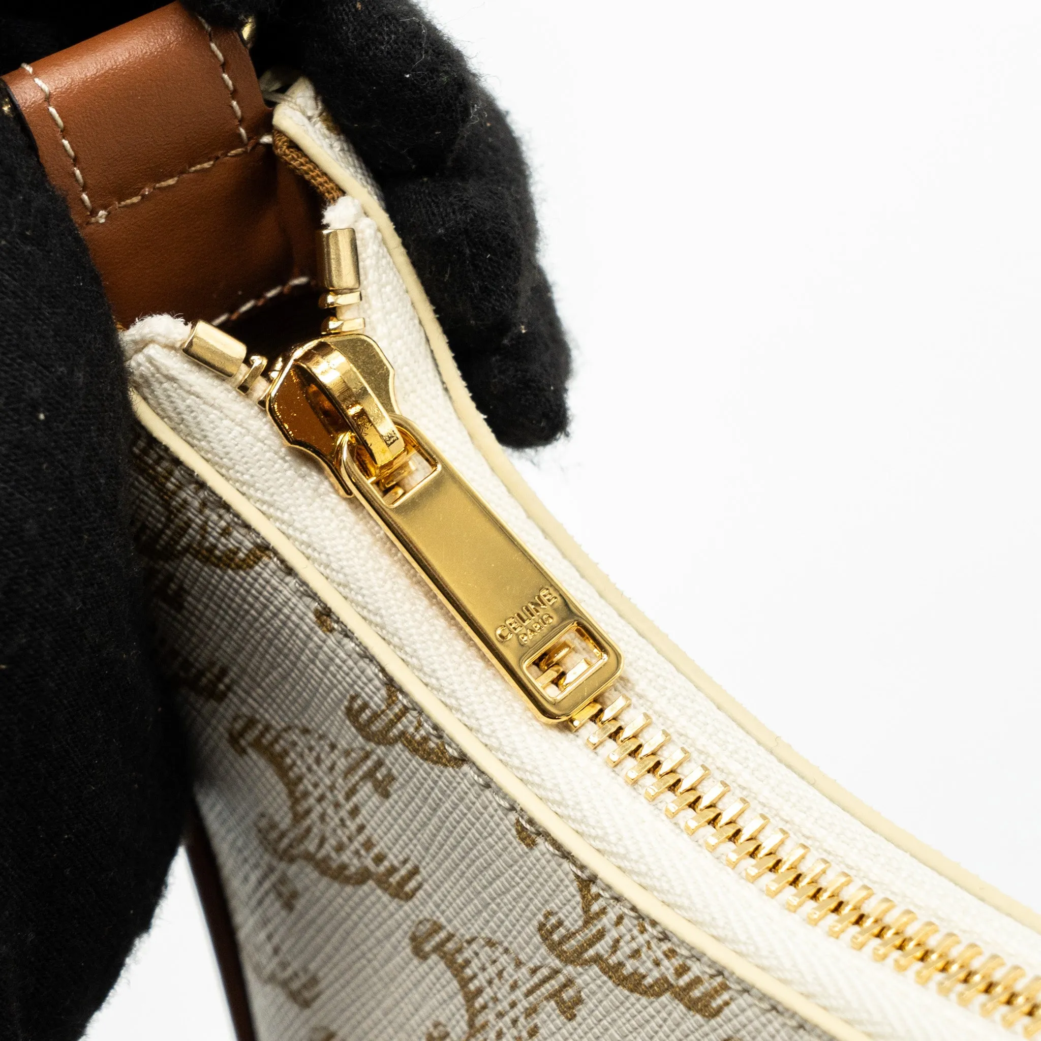 Celine Ava Bag Triomphe Canvas/ Calfskin White