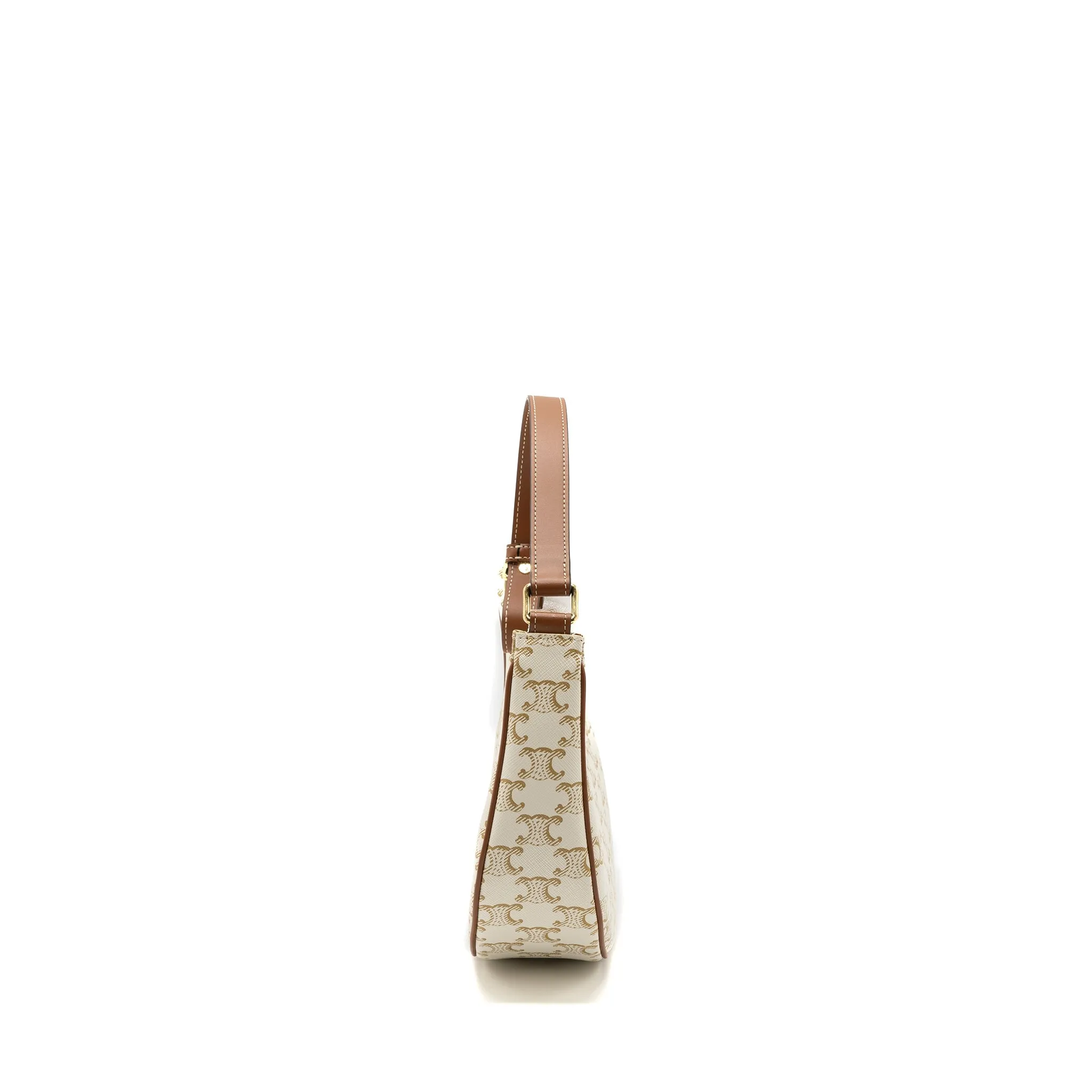 Celine Ava Bag Triomphe Canvas/ Calfskin White