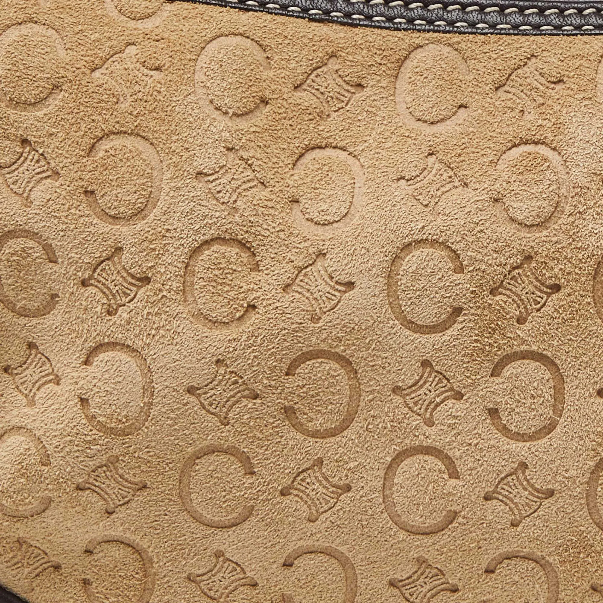 CELINE Beige/Brown  Embossed Suede Ava Bag