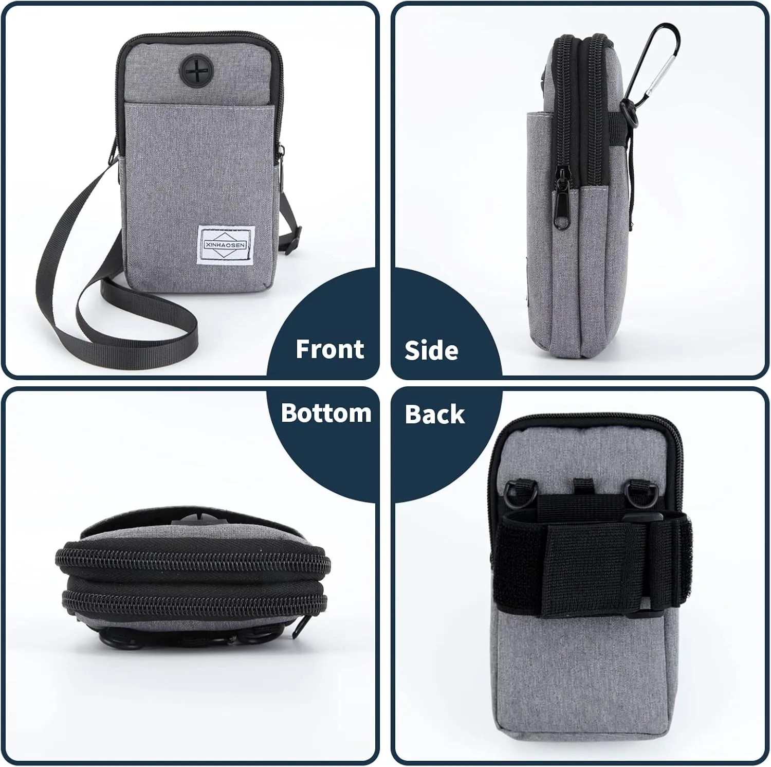 Cell Phone Purse Waist Pack Bag Travel Crossbody Bag Wristband Sport Armband Wallet with Removable Shoulder Strap (Navy Blue)