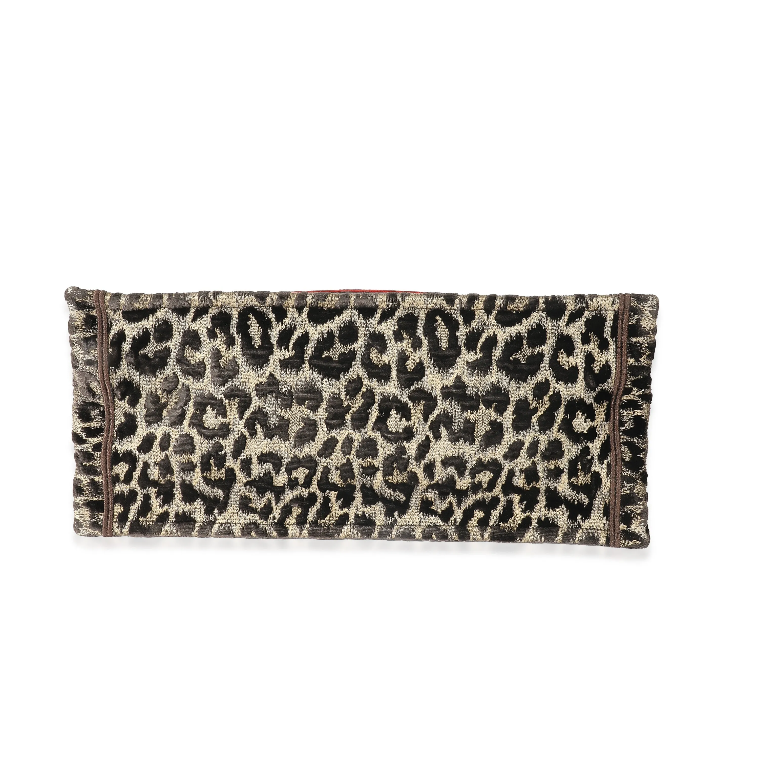 CHRISTIAN DIOR Brown Velvet Mizza Leopard Large Book Tote