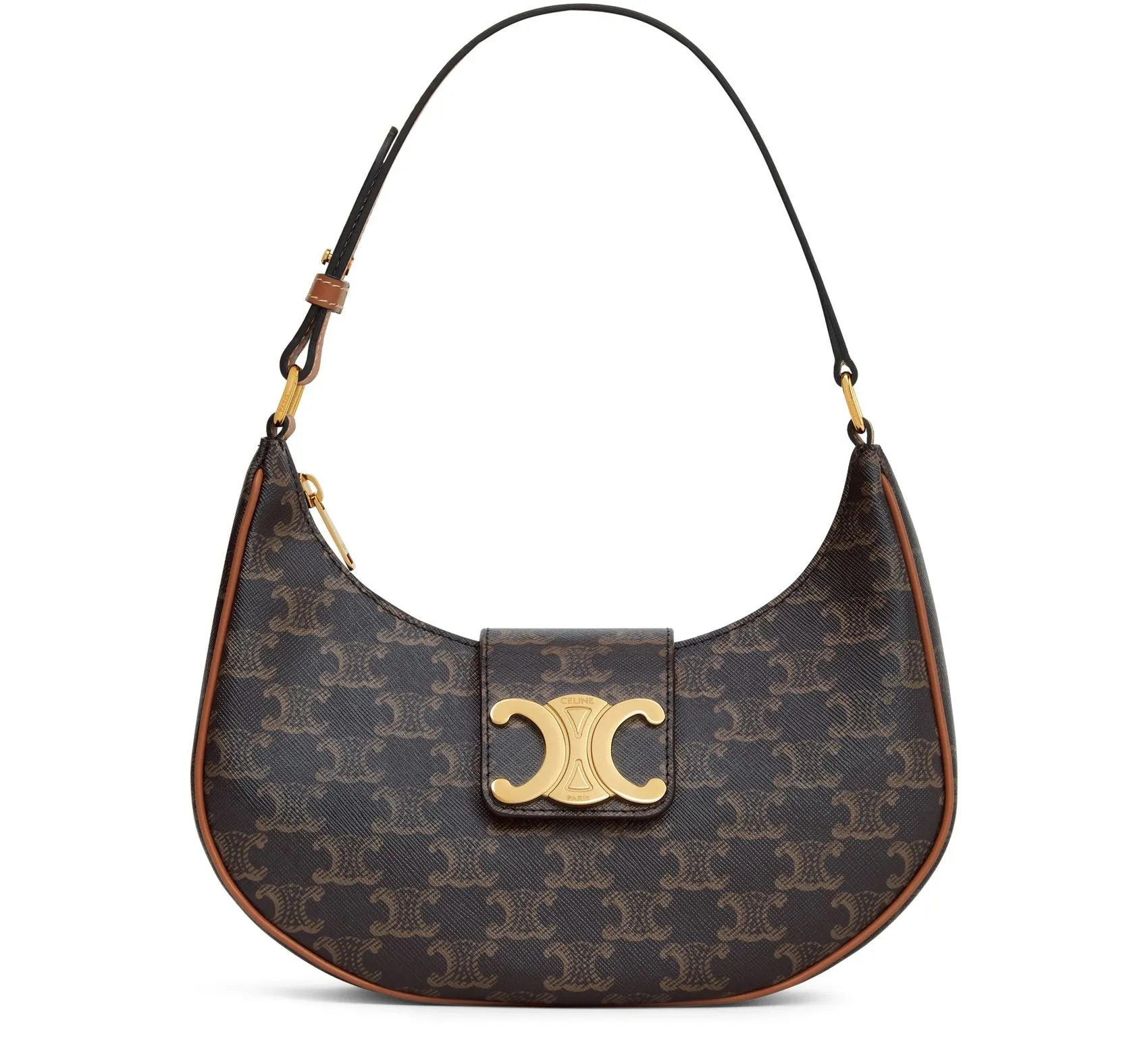 CÉLINE CALFSKIN & COATED CANVAS MEDIUM AVA TRIOMPH HOBO BAG