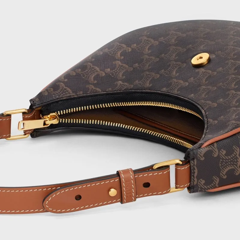 CÉLINE CALFSKIN & COATED CANVAS MEDIUM AVA TRIOMPH HOBO BAG