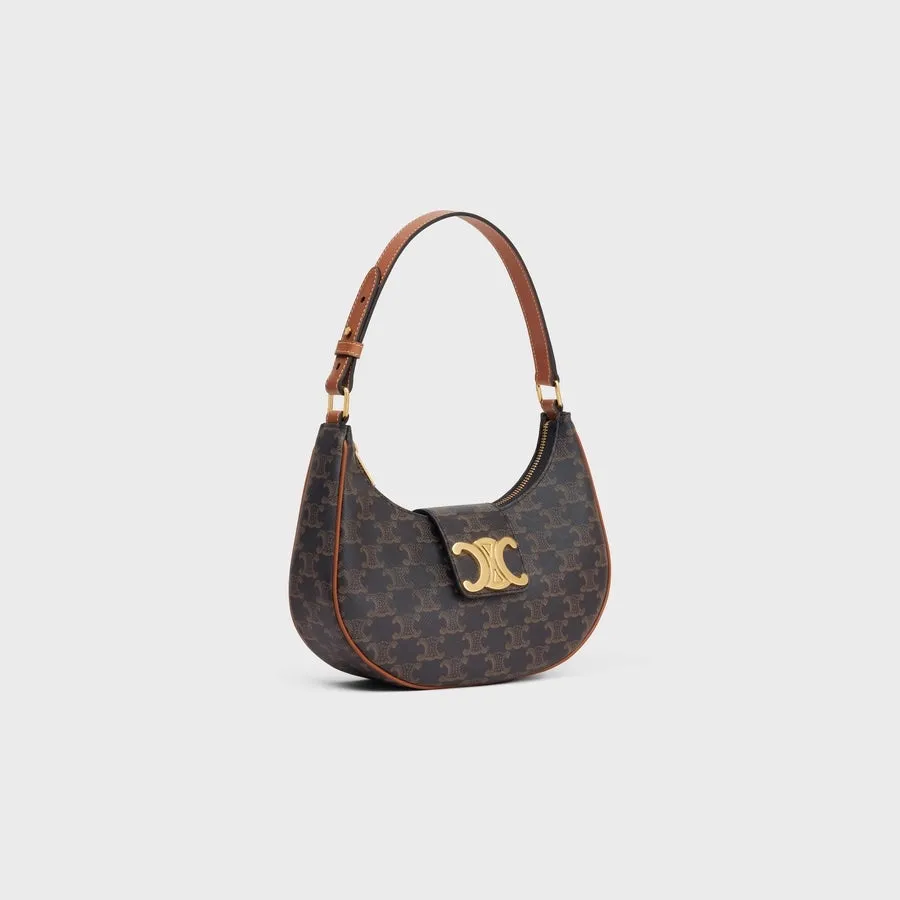 CÉLINE CALFSKIN & COATED CANVAS MEDIUM AVA TRIOMPH HOBO BAG