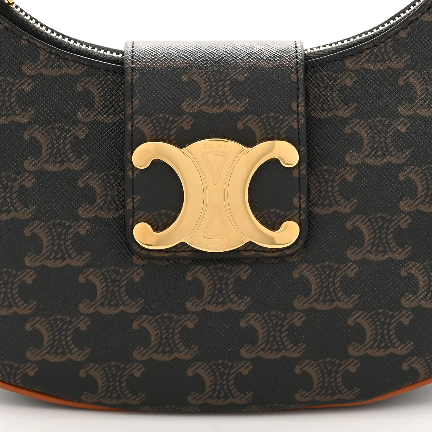 CÉLINE CALFSKIN & COATED CANVAS MEDIUM AVA TRIOMPH HOBO BAG