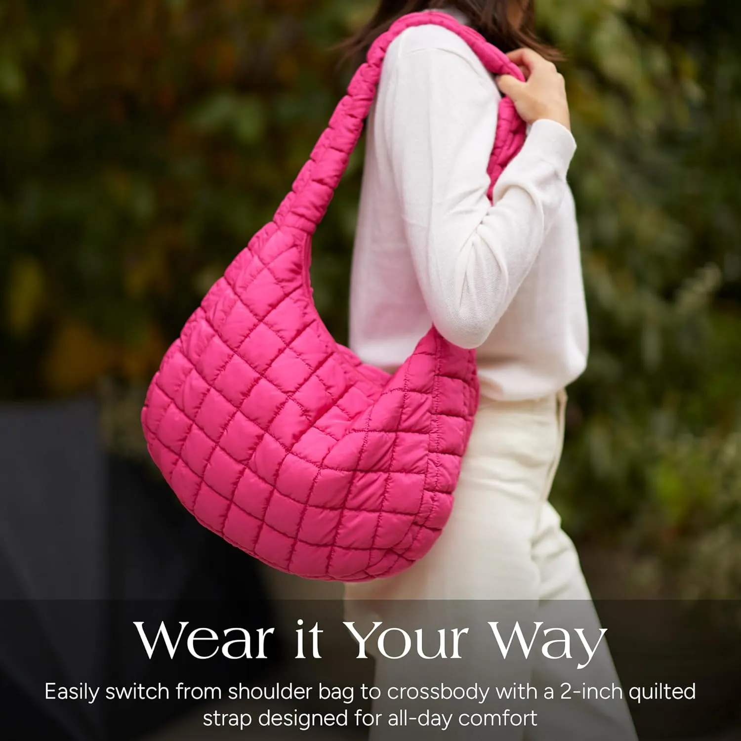 Cloud Puffer Crossbody Bag w/Strap & Zippered Compartment - Soft & Comfortable Quilted Bag for Traveling Near or Far
