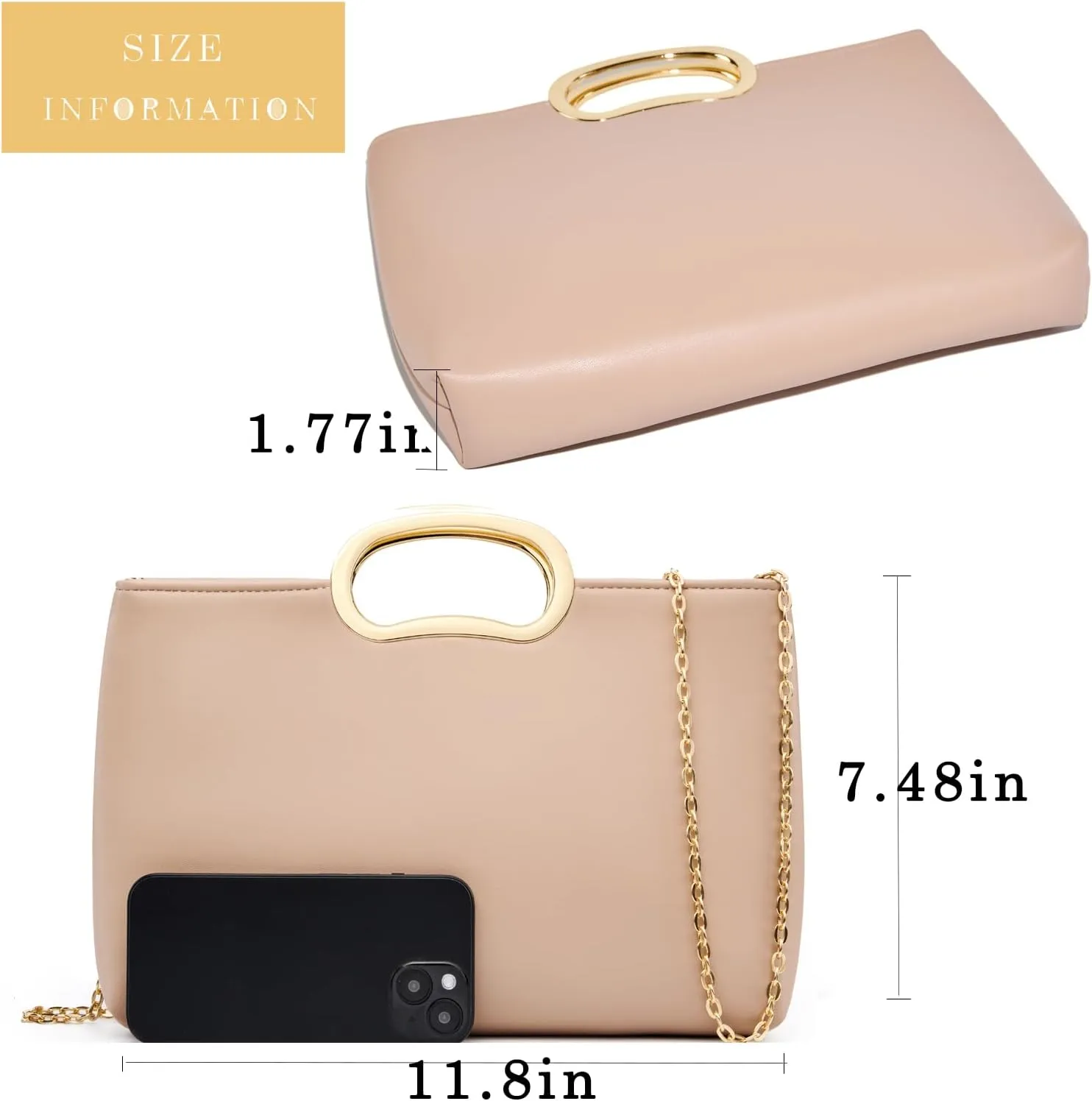 Clutch Purse for Women Vegan Leather Evening Bag Formal Handbag for Wedding Party Prom Bridal