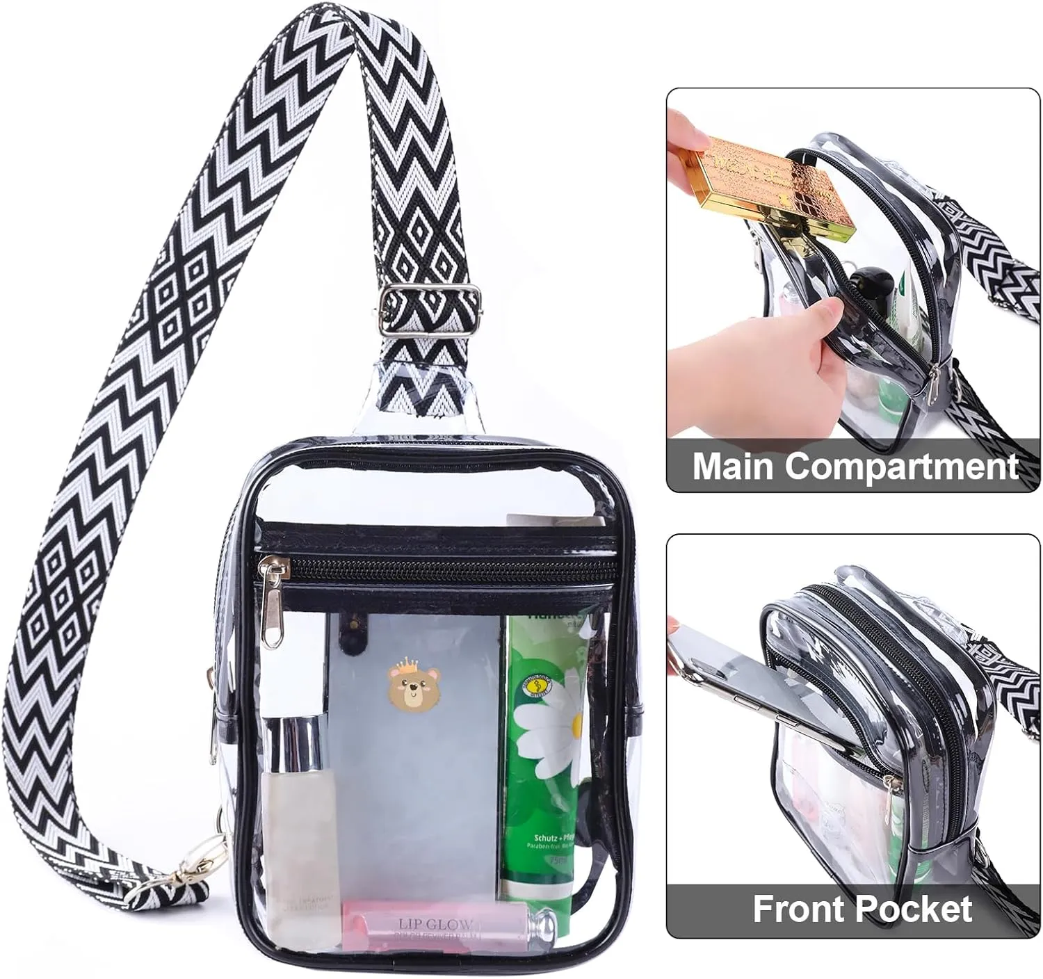 COVAX Clear Sling Bag, Clear Bag Stadium Approved for Concerts, Sports Events