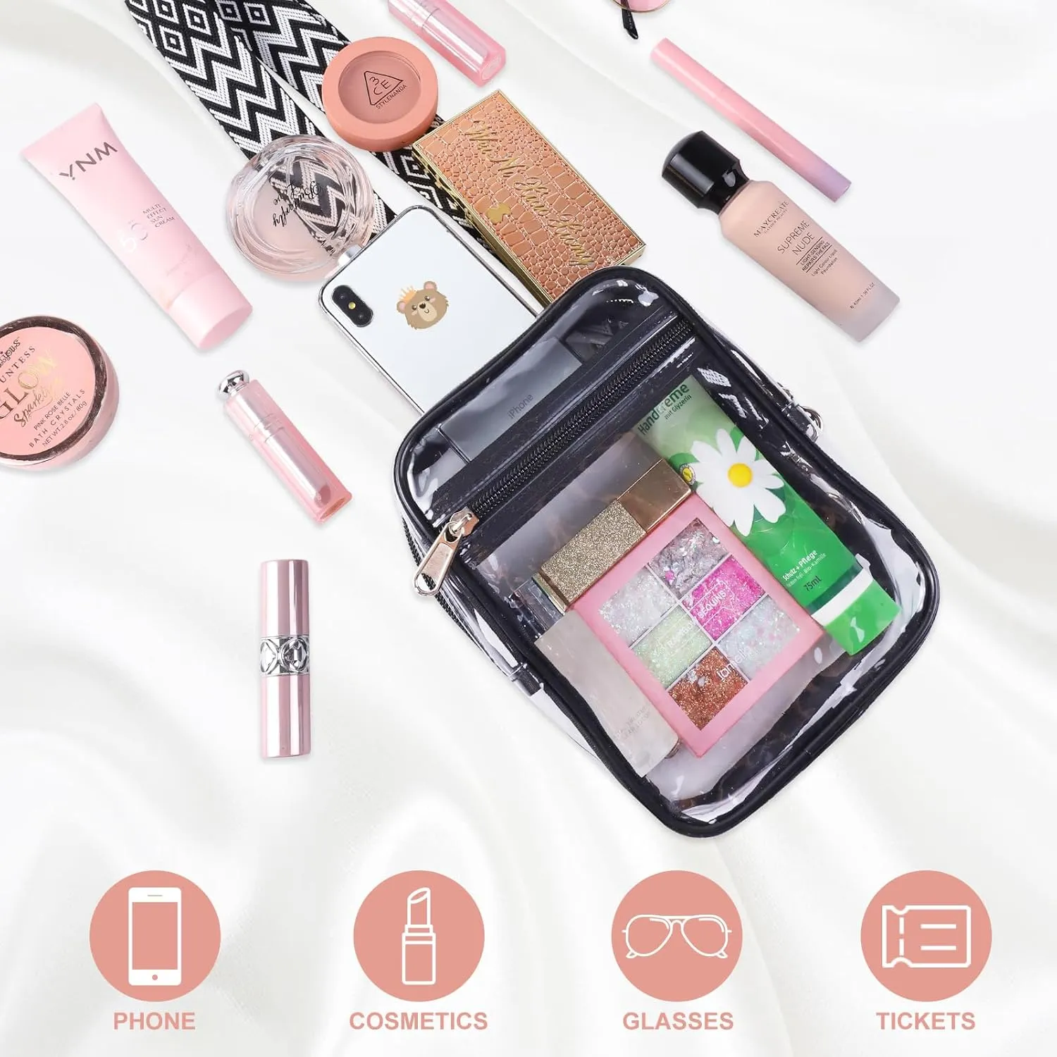 COVAX Clear Sling Bag, Clear Bag Stadium Approved for Concerts, Sports Events