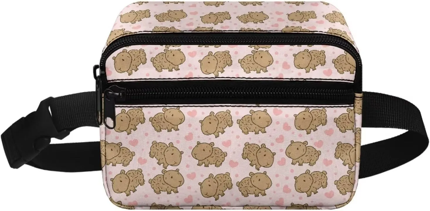 Cozeyat Capybara Kids Waist Fanny Pack for Toddler Girls Small Crossbody Purse Waist Pouch Belt Bag for Running Hiking Cycling