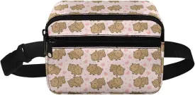 Cozeyat Capybara Kids Waist Fanny Pack for Toddler Girls Small Crossbody Purse Waist Pouch Belt Bag for Running Hiking Cycling