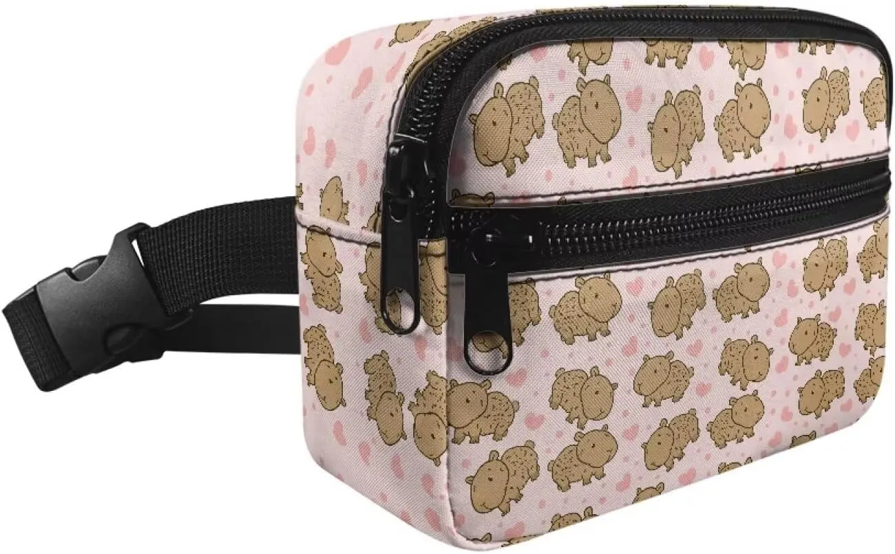 Cozeyat Capybara Kids Waist Fanny Pack for Toddler Girls Small Crossbody Purse Waist Pouch Belt Bag for Running Hiking Cycling