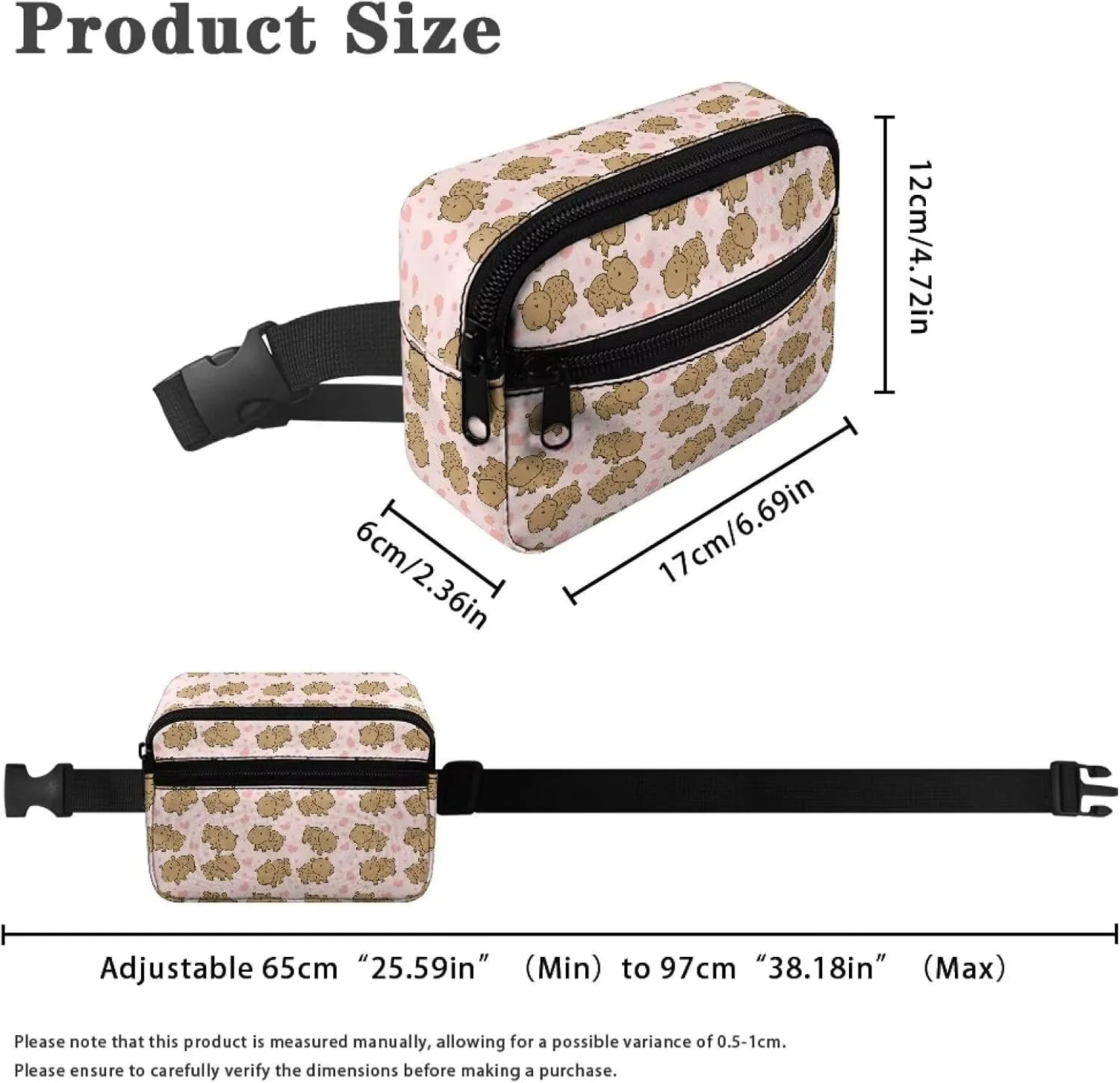 Cozeyat Capybara Kids Waist Fanny Pack for Toddler Girls Small Crossbody Purse Waist Pouch Belt Bag for Running Hiking Cycling