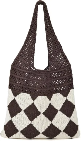 Crochet Tote Bag for Women Summer Beach Woven Bag Knit Shoulder Handbags Aesthetic Large Boho Bag
