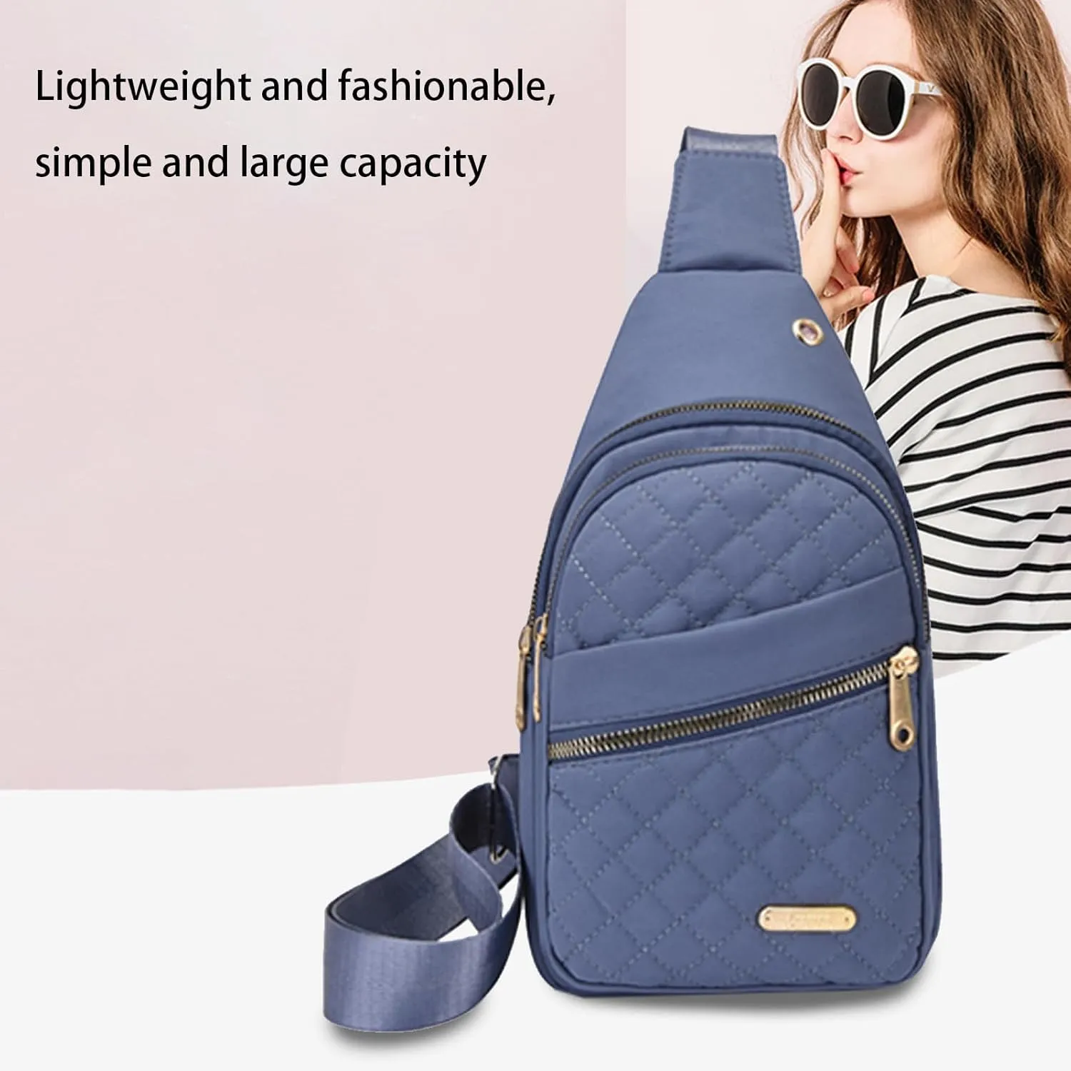 Crossbody Sling Bag for Women, Large Capacity Shoulder Bag with Data Hole, for Hiking, Camping, Cycling