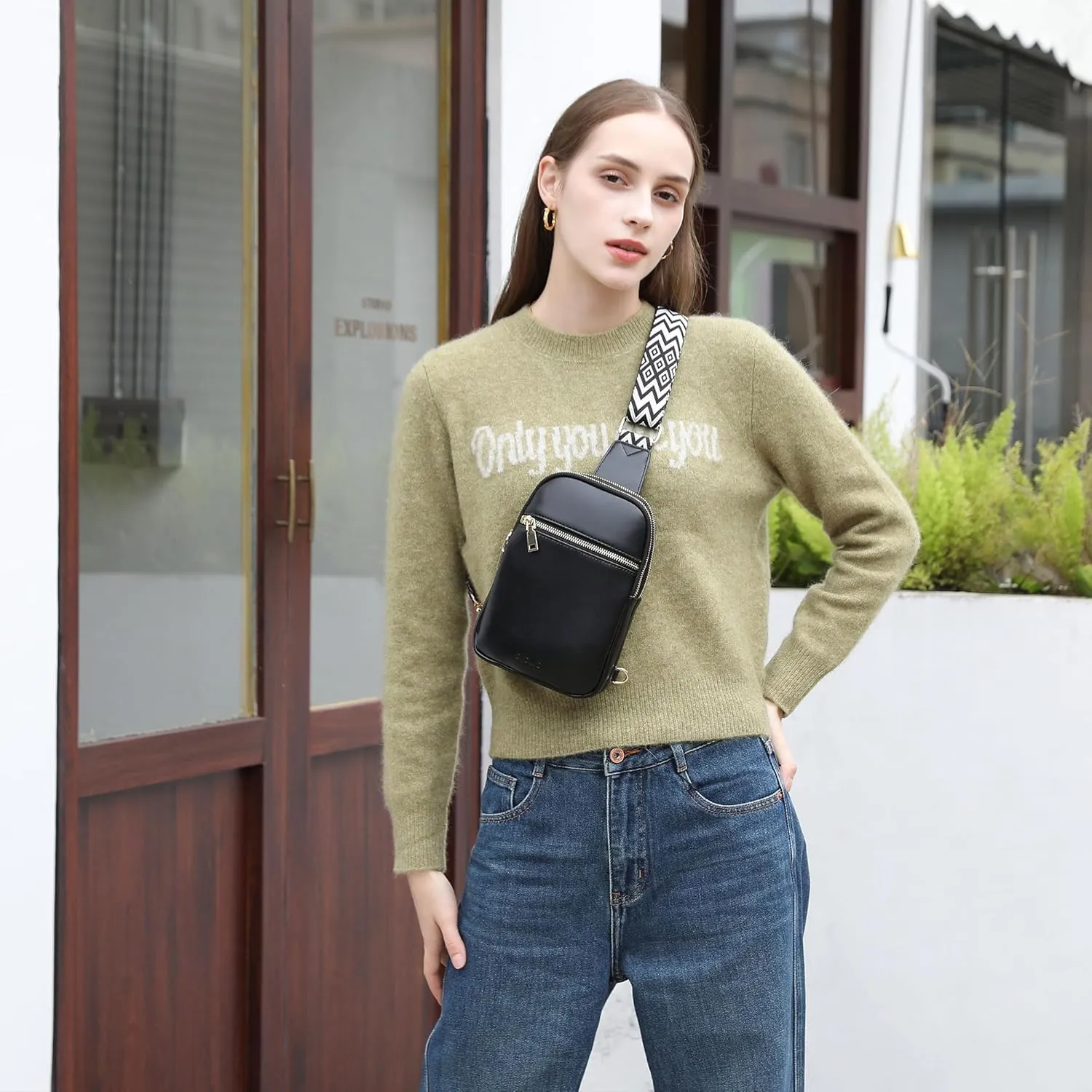 DIOMO Anti Theft Small Sling Bag for Women Cross Body Bag Trendy, RFID Fanny Packs Vegan Leather for Women Travel Belt Purse