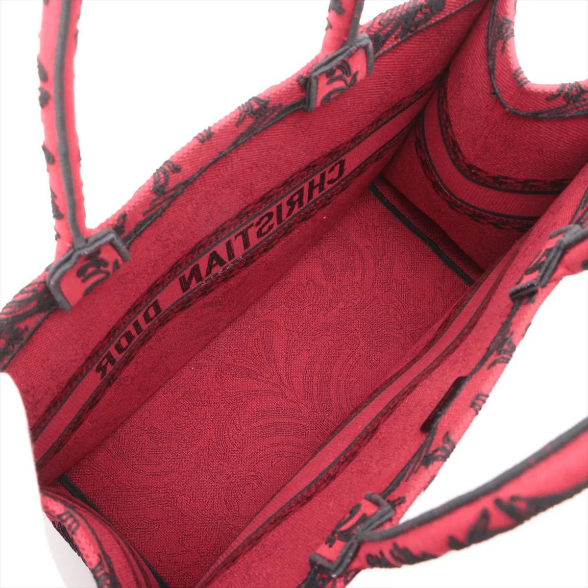 Dior Book Tote Linen Red Tote Bag