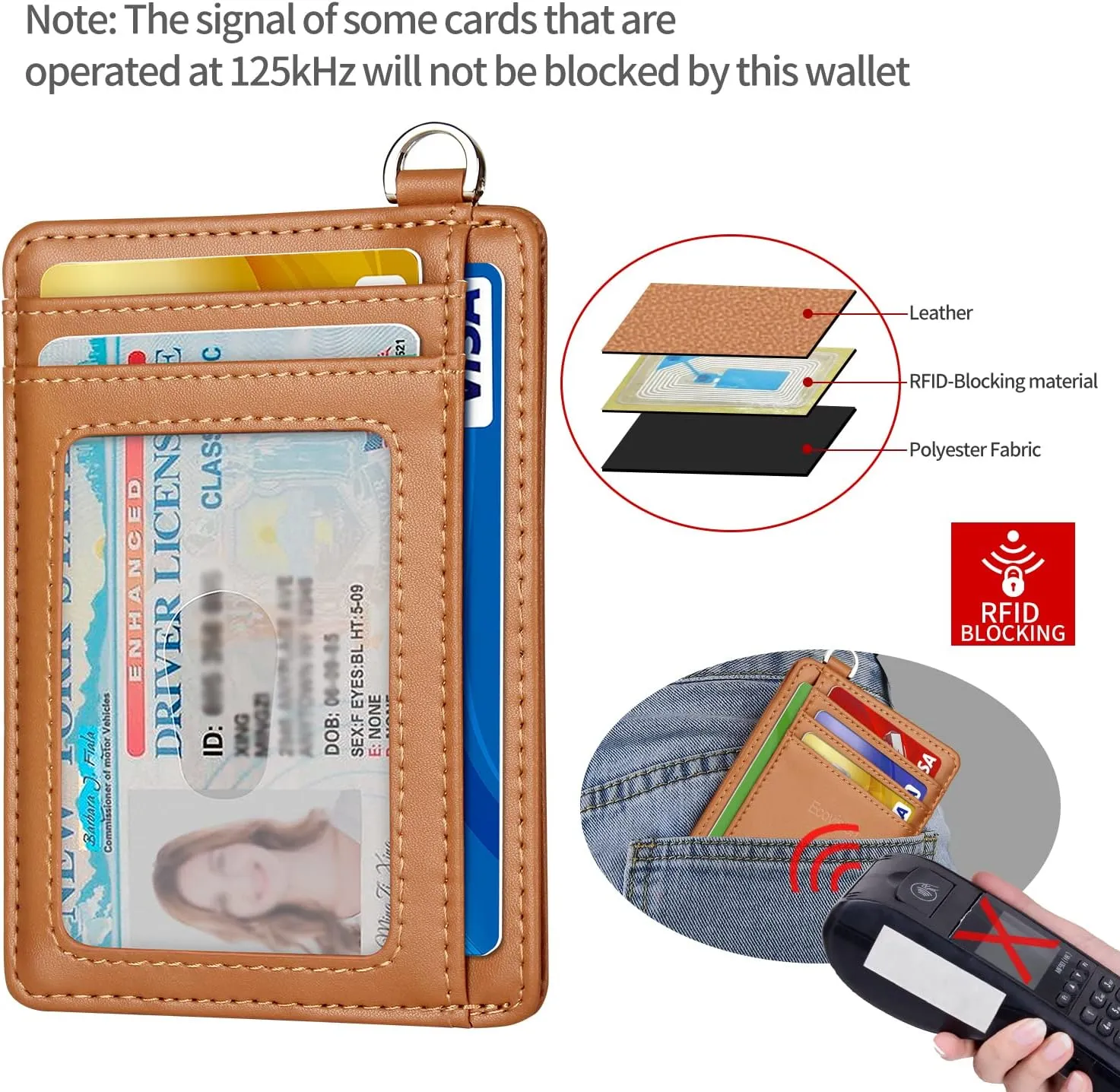EcoVision Slim Minimalist Front Pocket Wallet, RFID Blocking Credit Card Holder Wallet with Detachable D-Shackle for Men Women