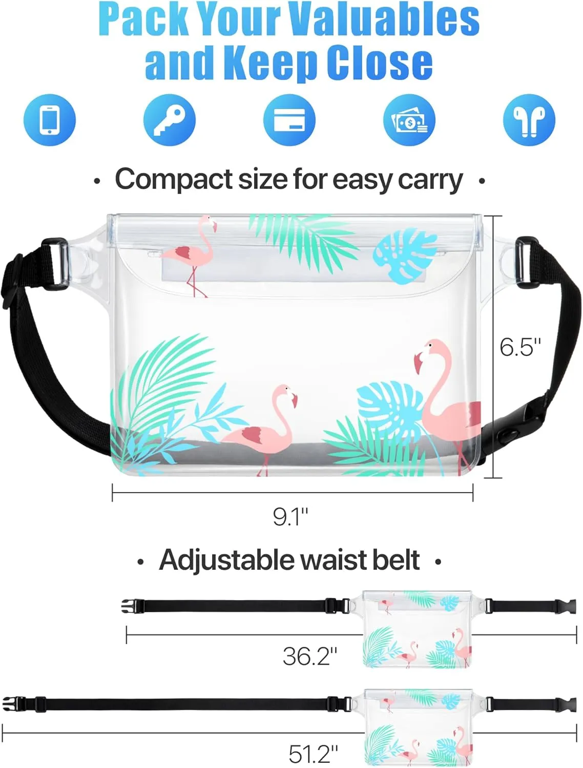 F-color Waterproof Fanny Pack - Waterproof Phone Pouch with Waist Strap - Cruise Essentials 2025 Must Haves Waterproof Pouch Dry Bag Keep Phone Valuables Safe for Beach Kayaking Boating Fishing