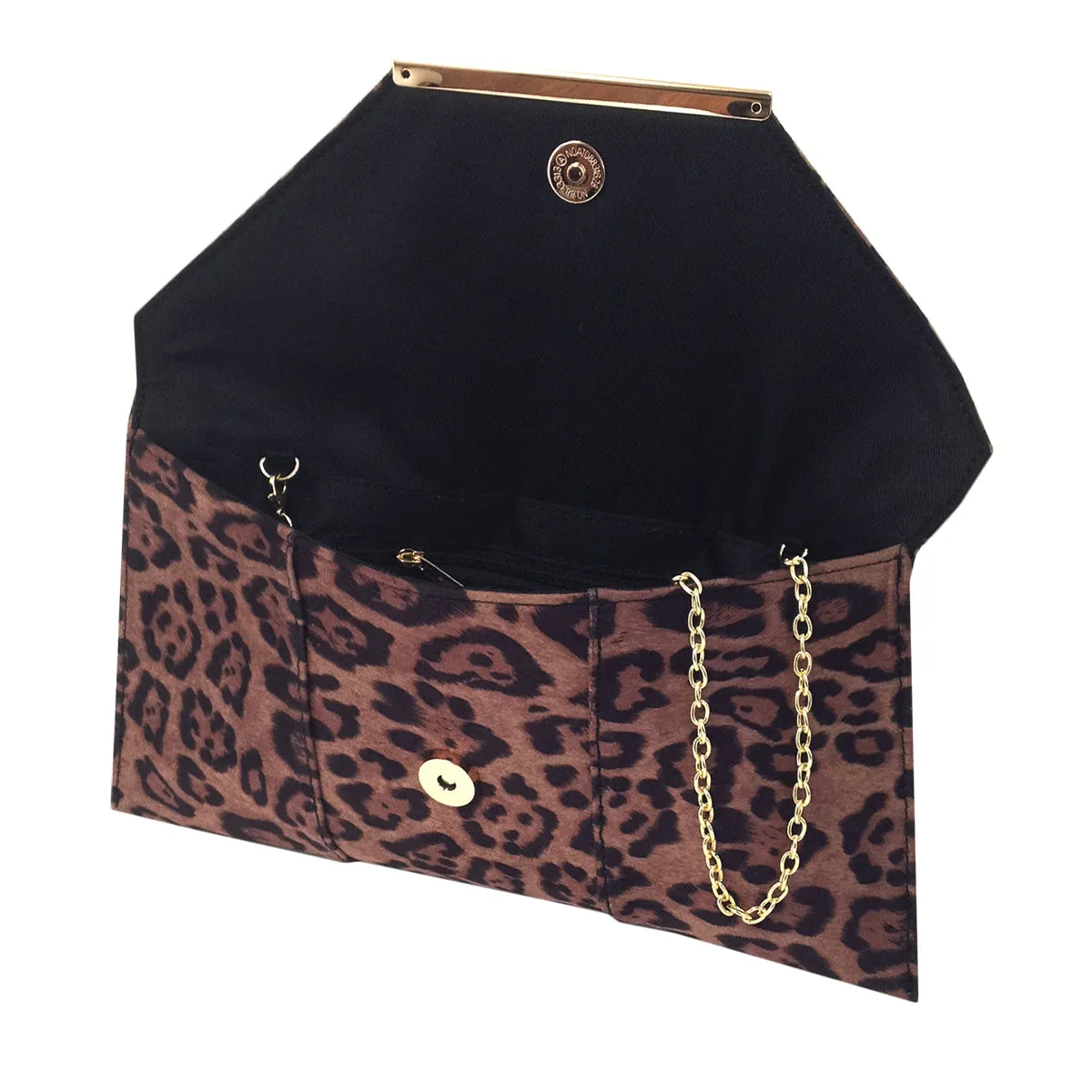 Faux Suede Flat Leopard Envelope Clutch