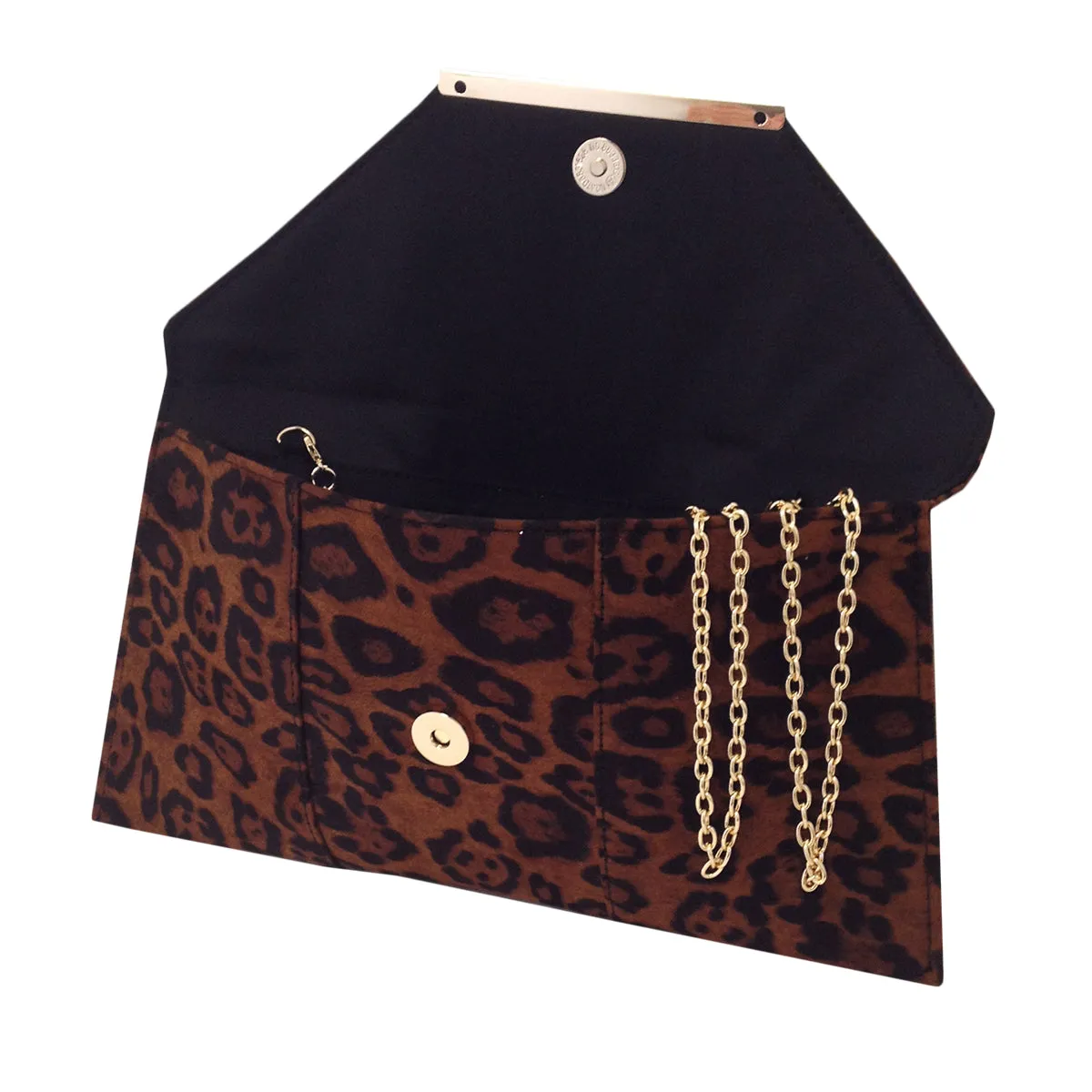 Faux Suede Flat Leopard Envelope Clutch