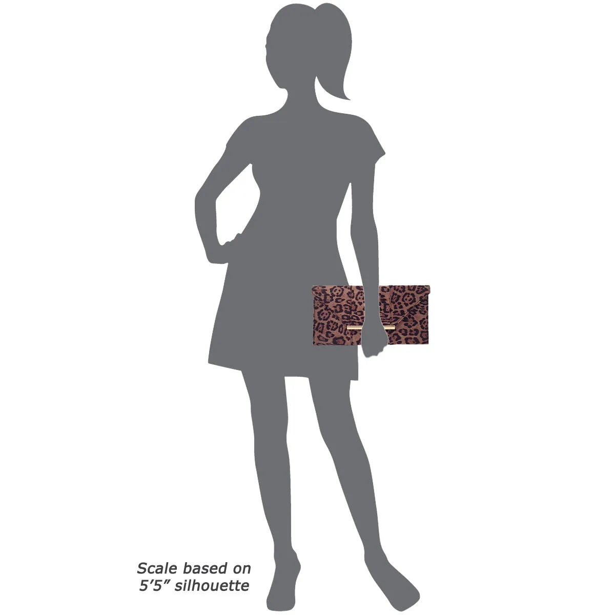Faux Suede Flat Leopard Envelope Clutch