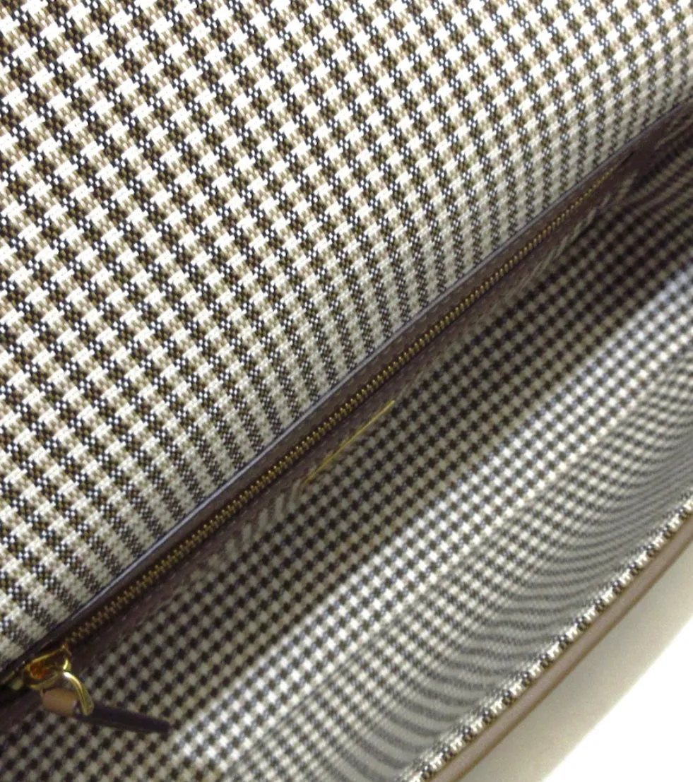FENDI Baguette Brown houndstooth wool bag with FF embroidery