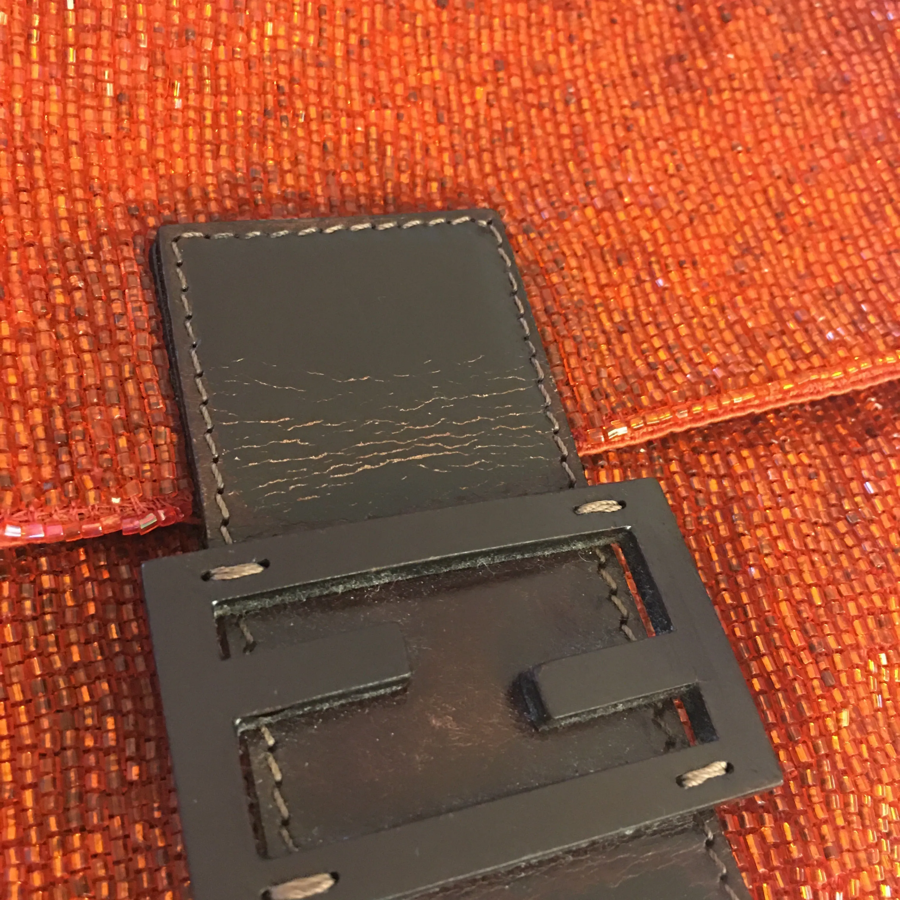 FENDI Baguette Shoulder Bag in Red Fabric