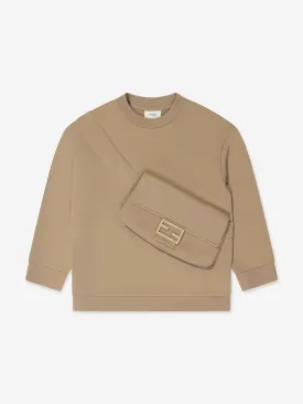 Fendi Kids Baguette Bag Sweatshirt in Brown