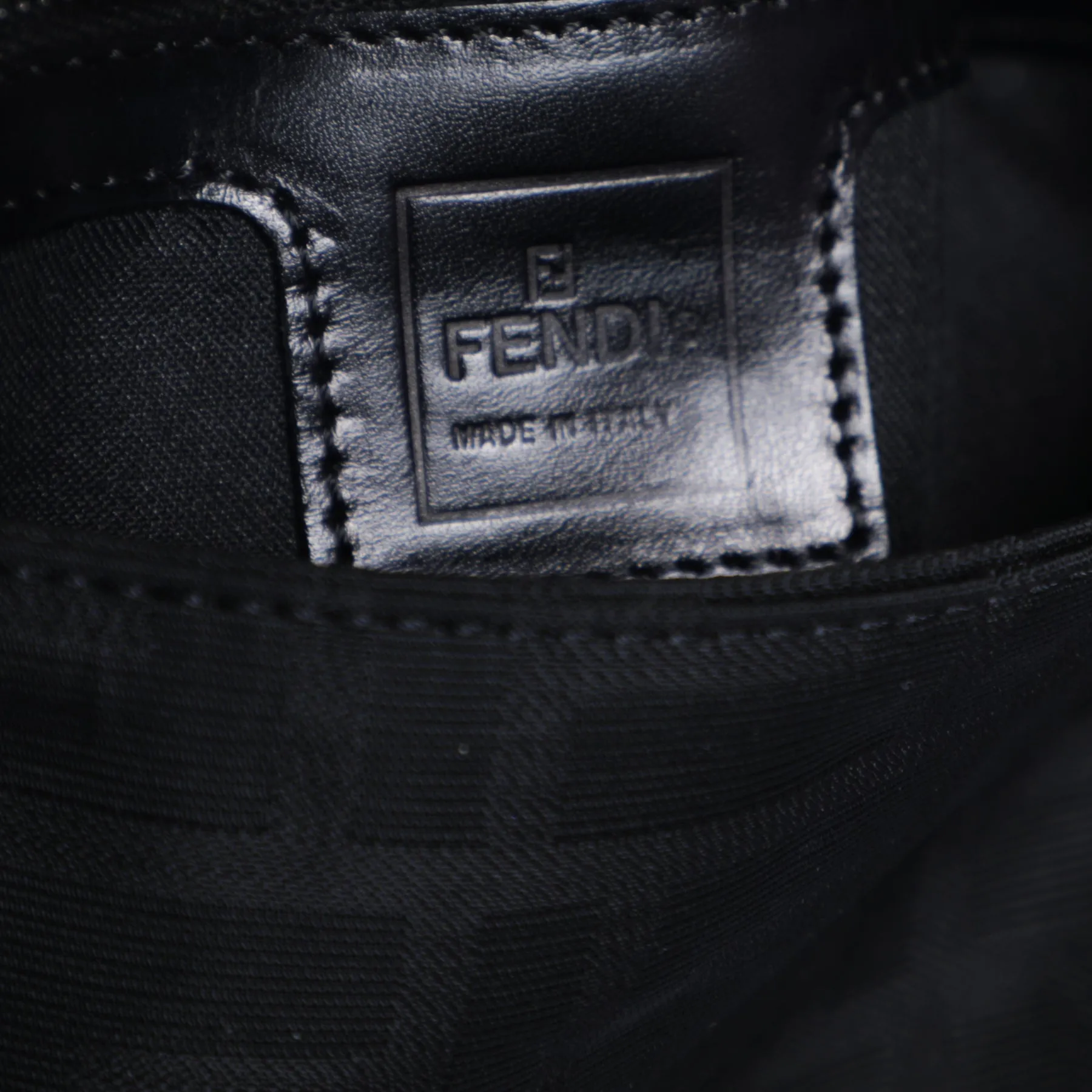 Fendi Monogram Logo Baguette Nylon Shoulder Bag - Black