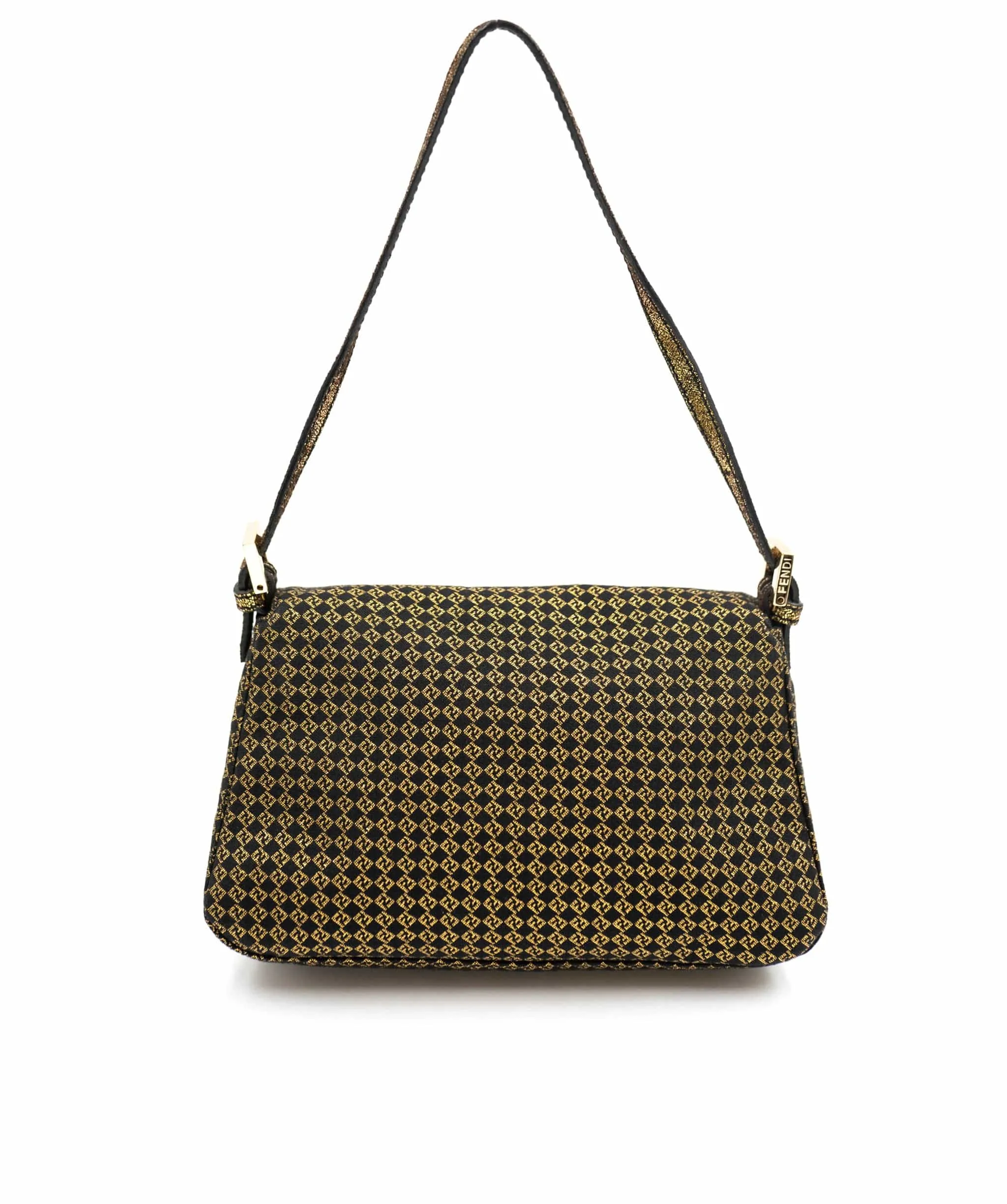 Fendi Small FF Micro Gold Print with GHW Baguette Bag - AWL3694