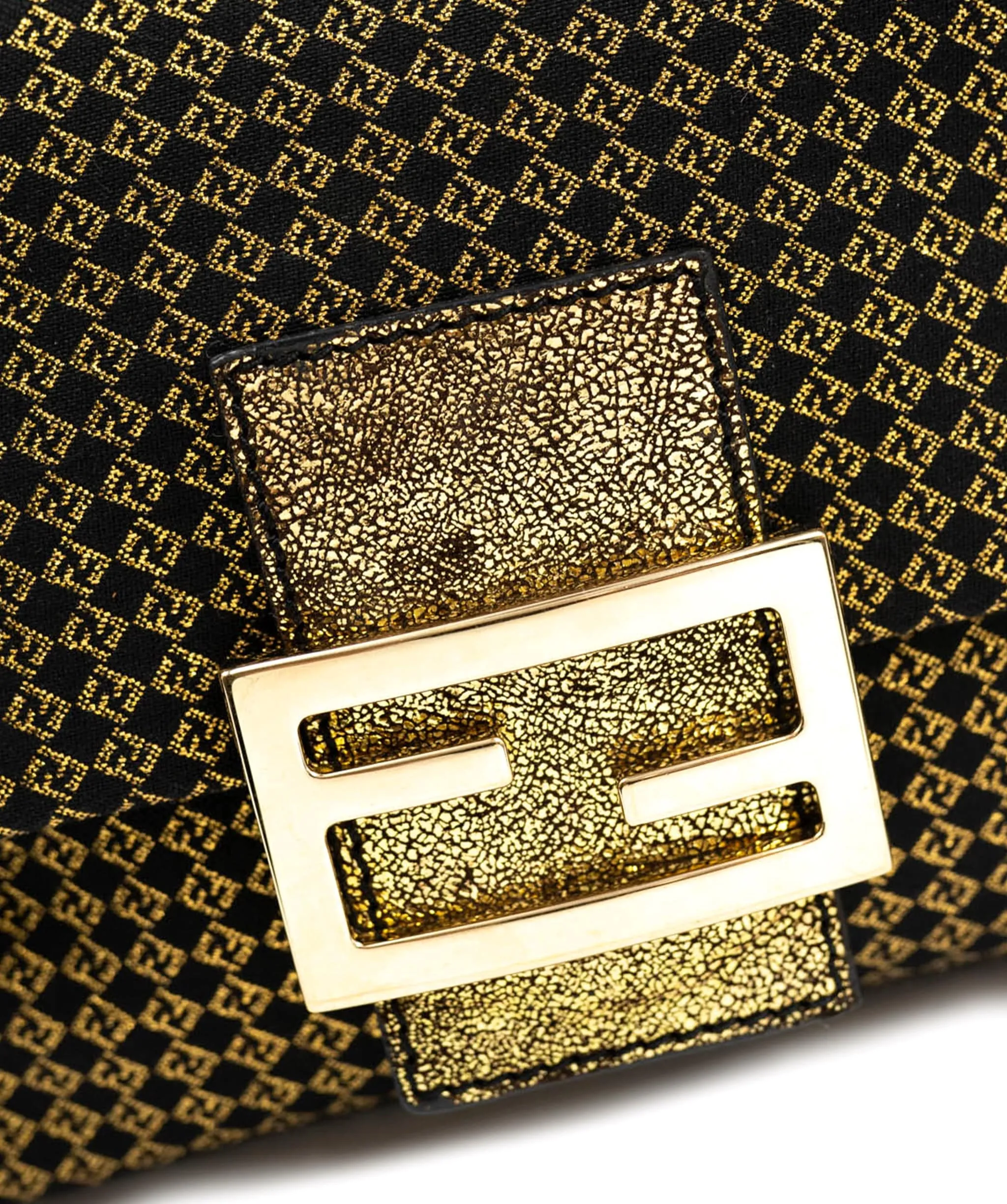 Fendi Small FF Micro Gold Print with GHW Baguette Bag - AWL3694