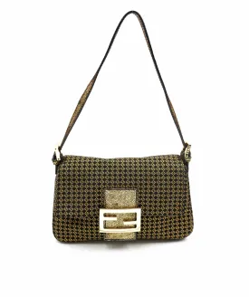 Fendi Small FF Micro Gold Print with GHW Baguette Bag - AWL3694