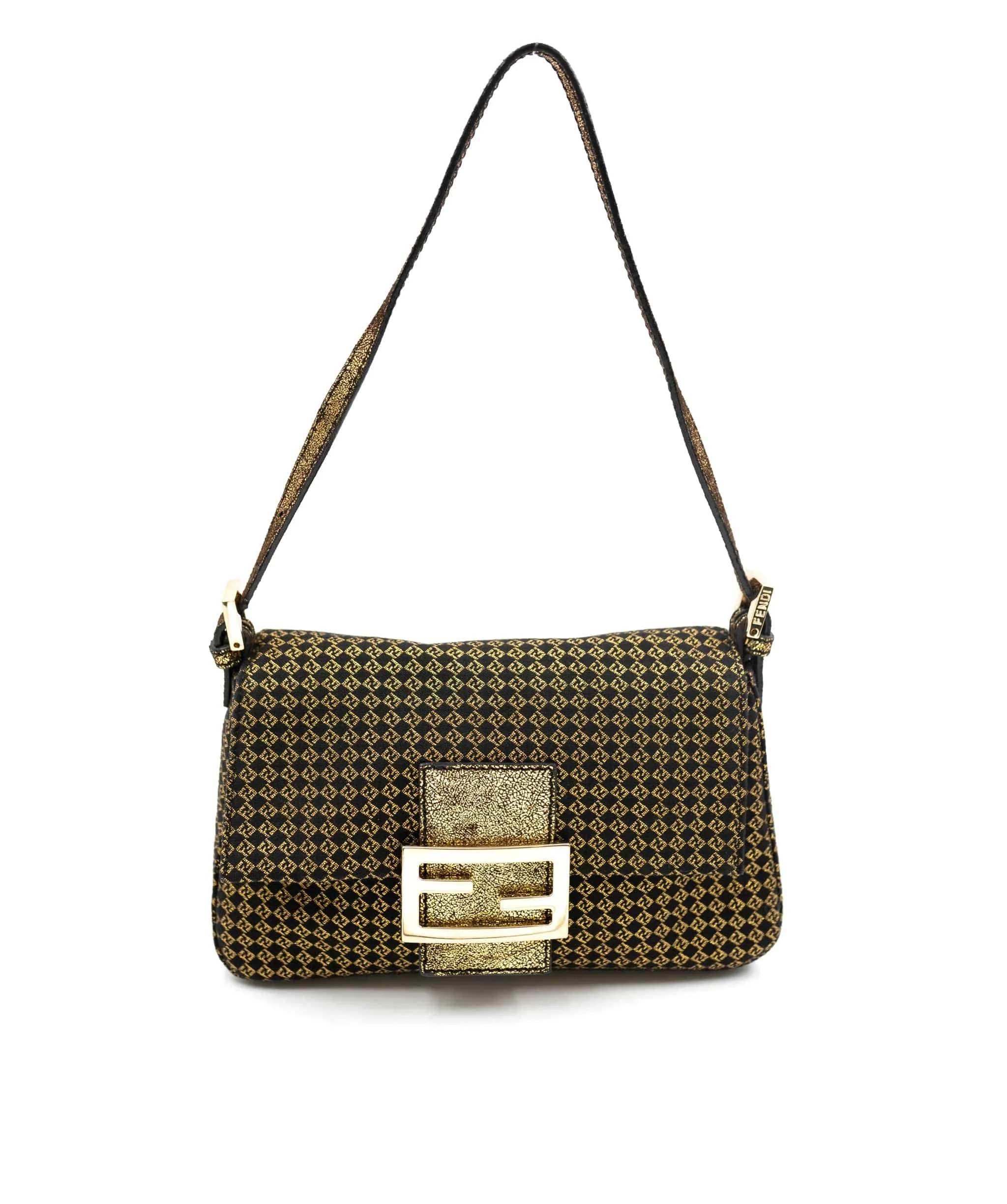 Fendi Small FF Micro Gold Print with GHW Baguette Bag - AWL3694