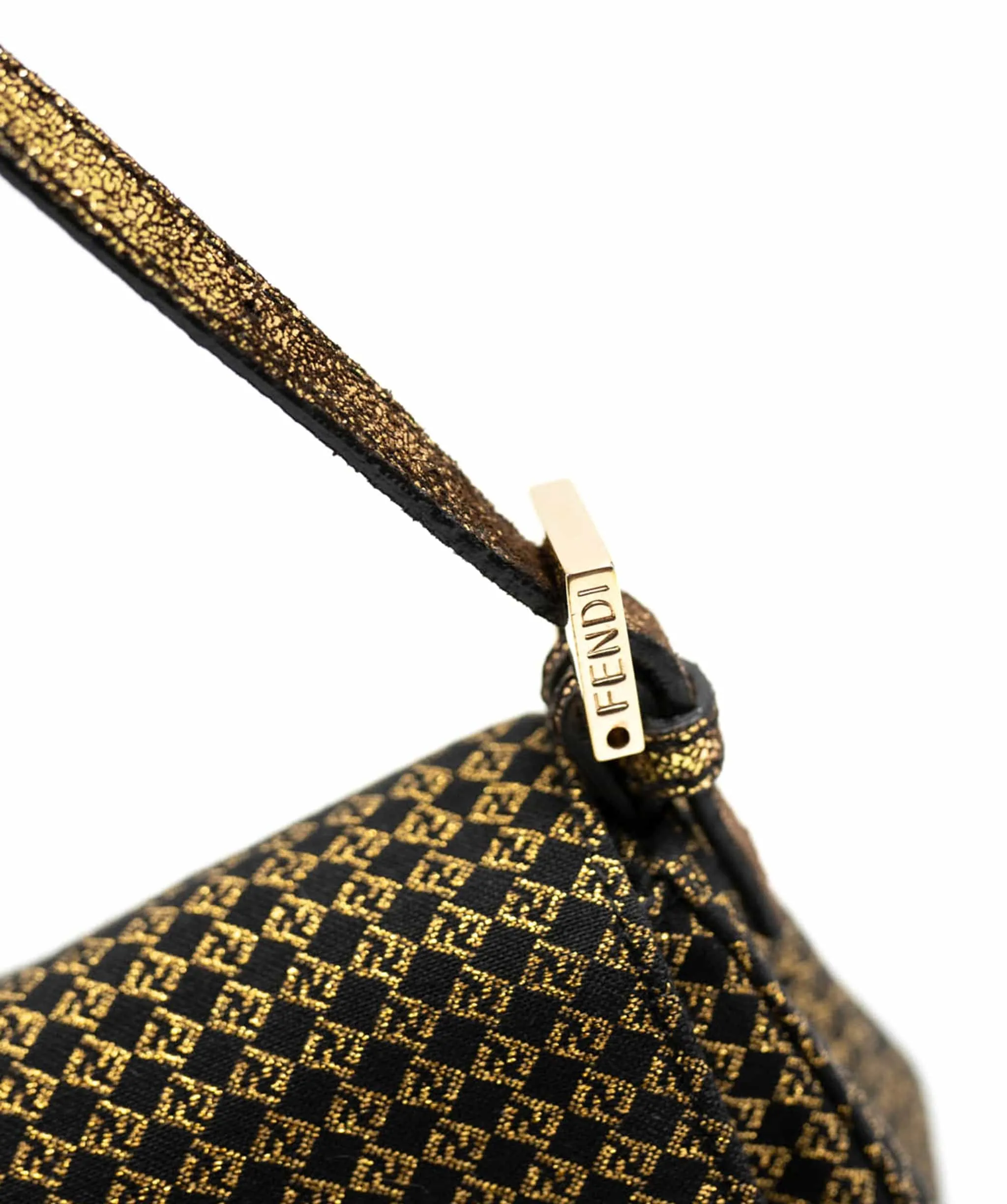 Fendi Small FF Micro Gold Print with GHW Baguette Bag - AWL3694