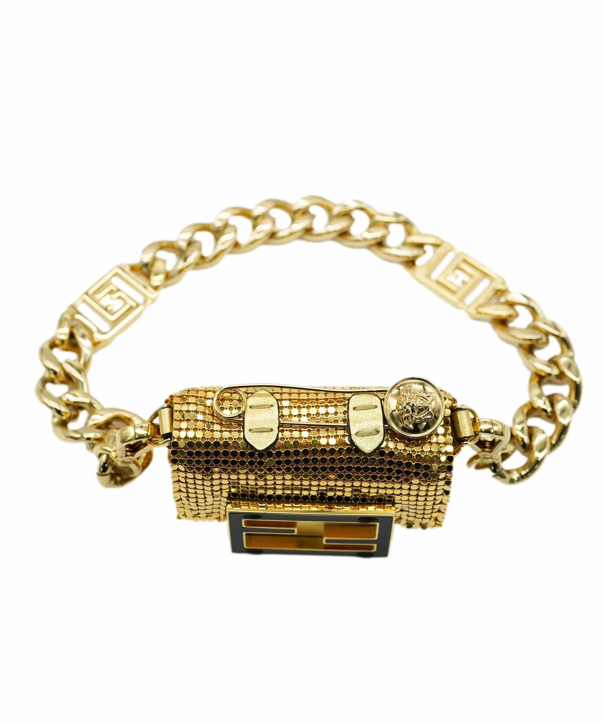Fendi X Versace "FENDACE" Gold Chainmail Micro Baguette AGC2201