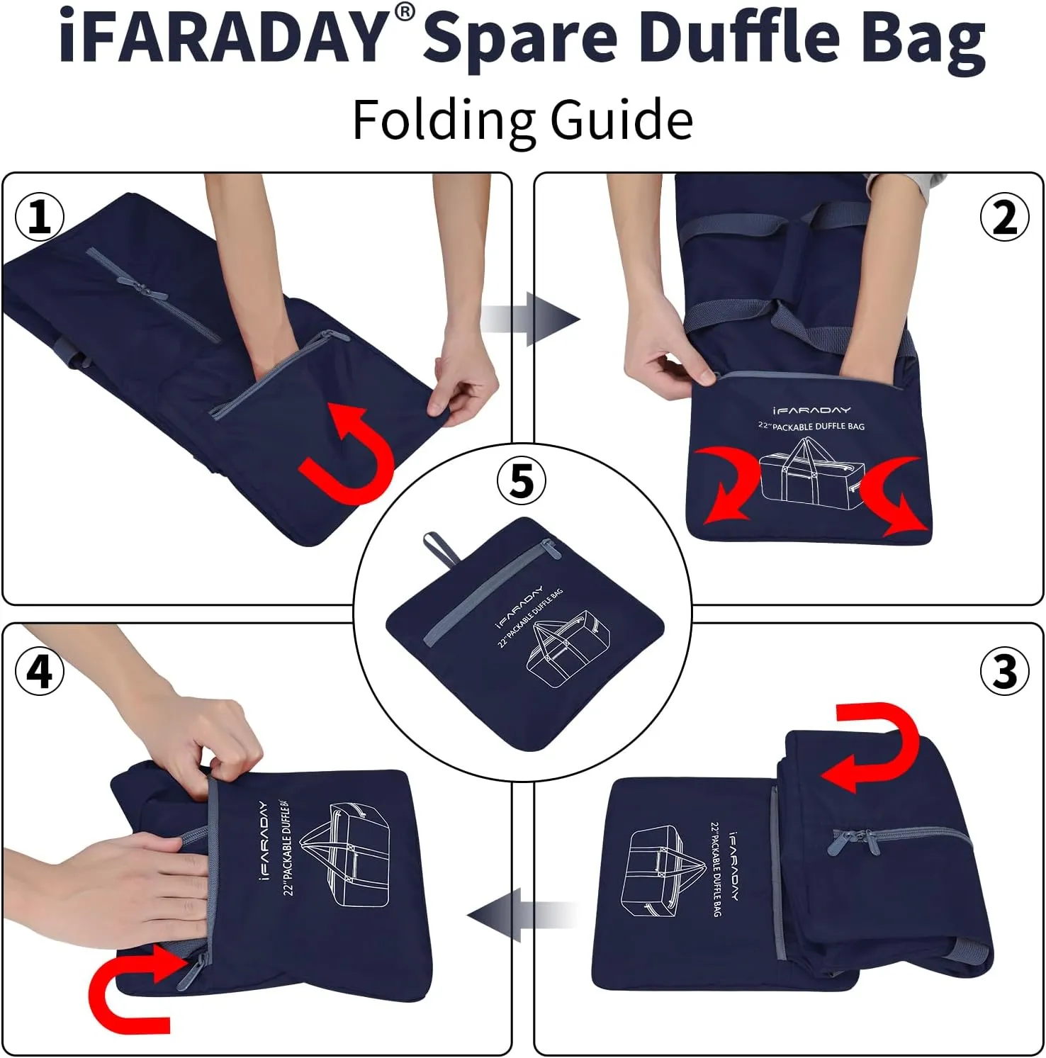 Foldable Duffel Bag 35L Small Luggage Bag Lightweight for Travel Gym Sport-Navy