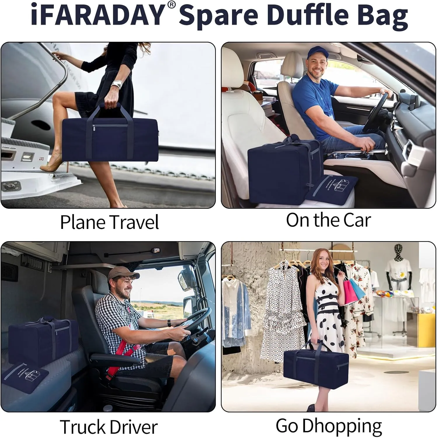 Foldable Duffel Bag 35L Small Luggage Bag Lightweight for Travel Gym Sport-Navy